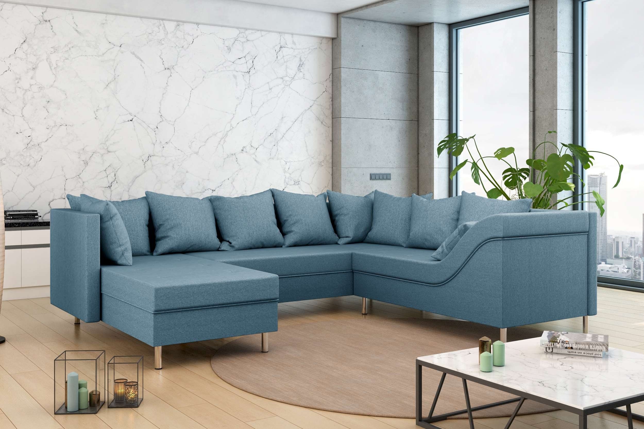 Stylefy Wohnlandschaft Lotos, Sofa, U-Form, mane links oder rechts bestellbar, frei im Raum stellbar, Modern Design, made in Europa