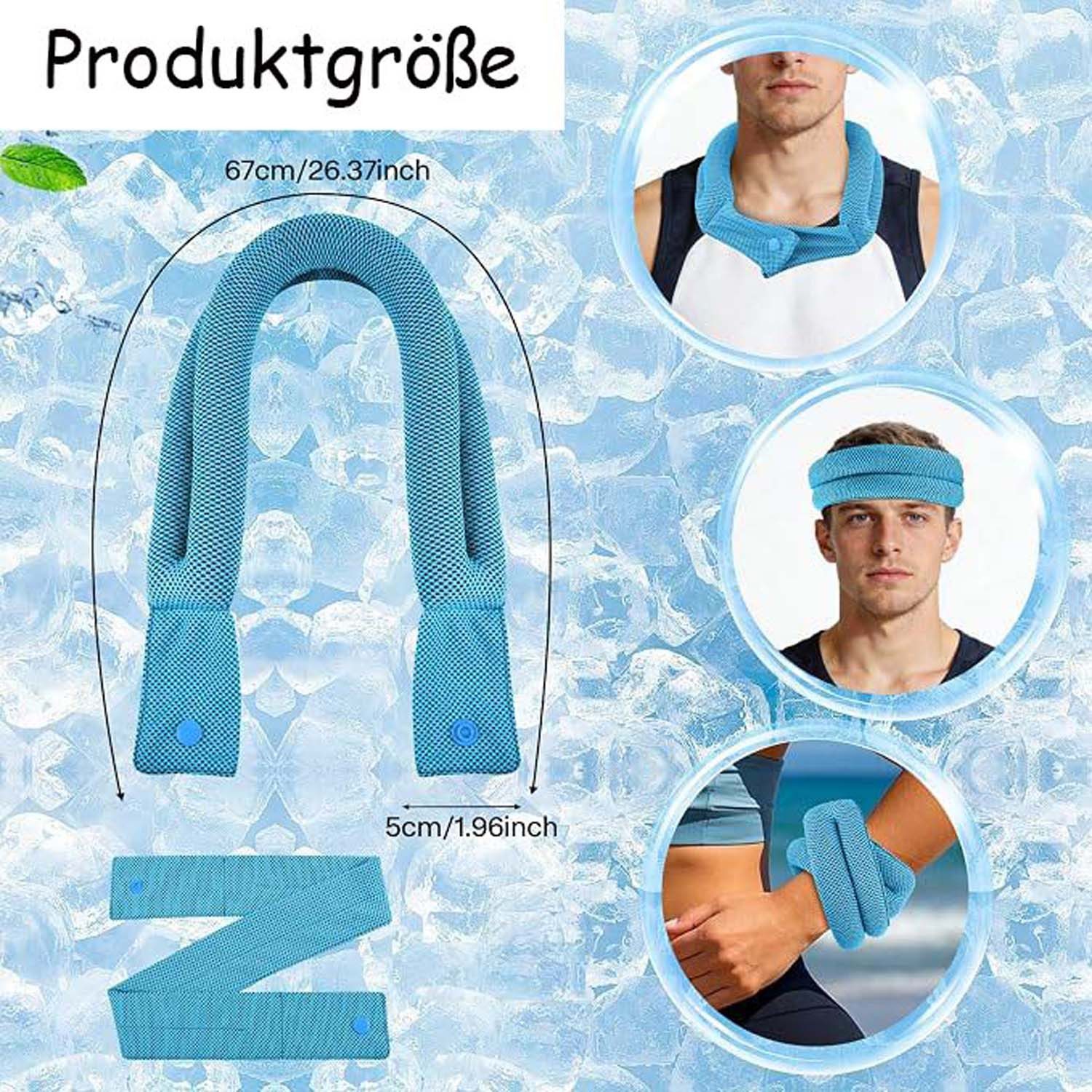Oemmn Sporthandtuch 2 Stück Kühlender Schal mit Knopf, Kühltuch Nacken – Bild 2 von 5