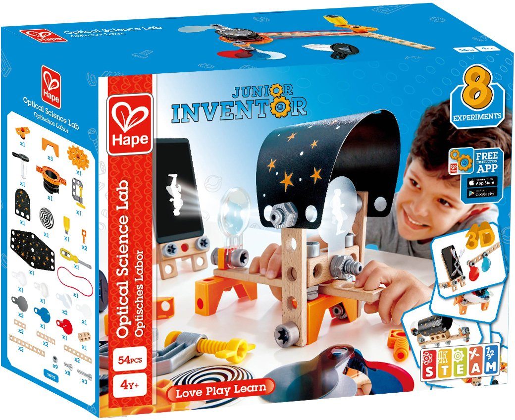 Hape Konstruktions-Spielset Junior Inventor Optisches Labor, (54 St)