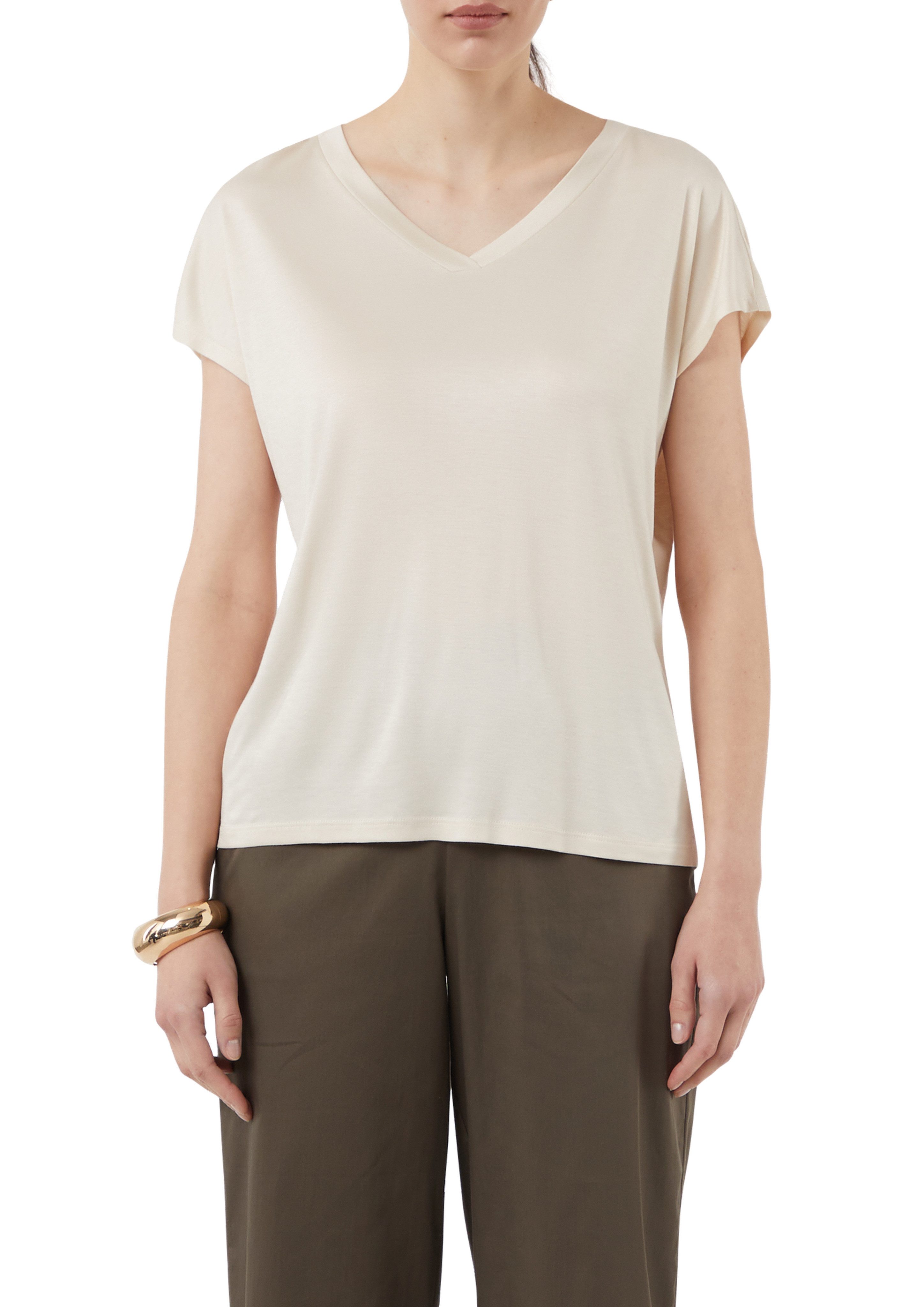 comma T-Shirt mit V-Ausschnitt