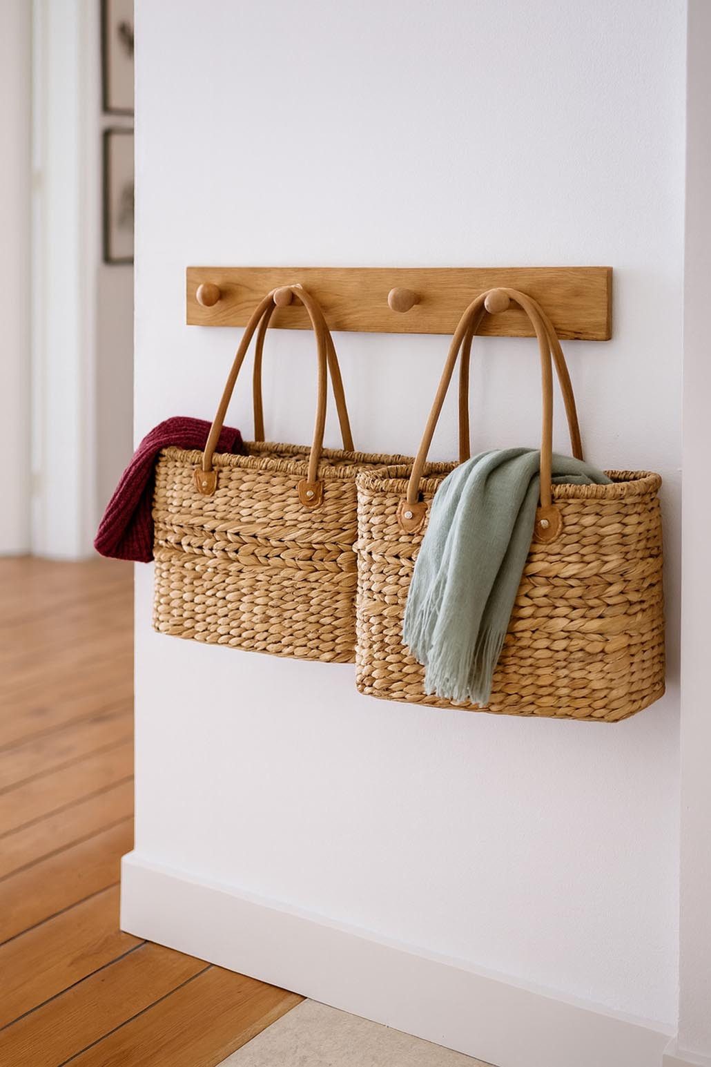 Kobolo Shopper Taschen-Set Korbtaschen 2 Größen geflochten (2er Set, 2-tlg., 2 Taschen), verschiedene Größen