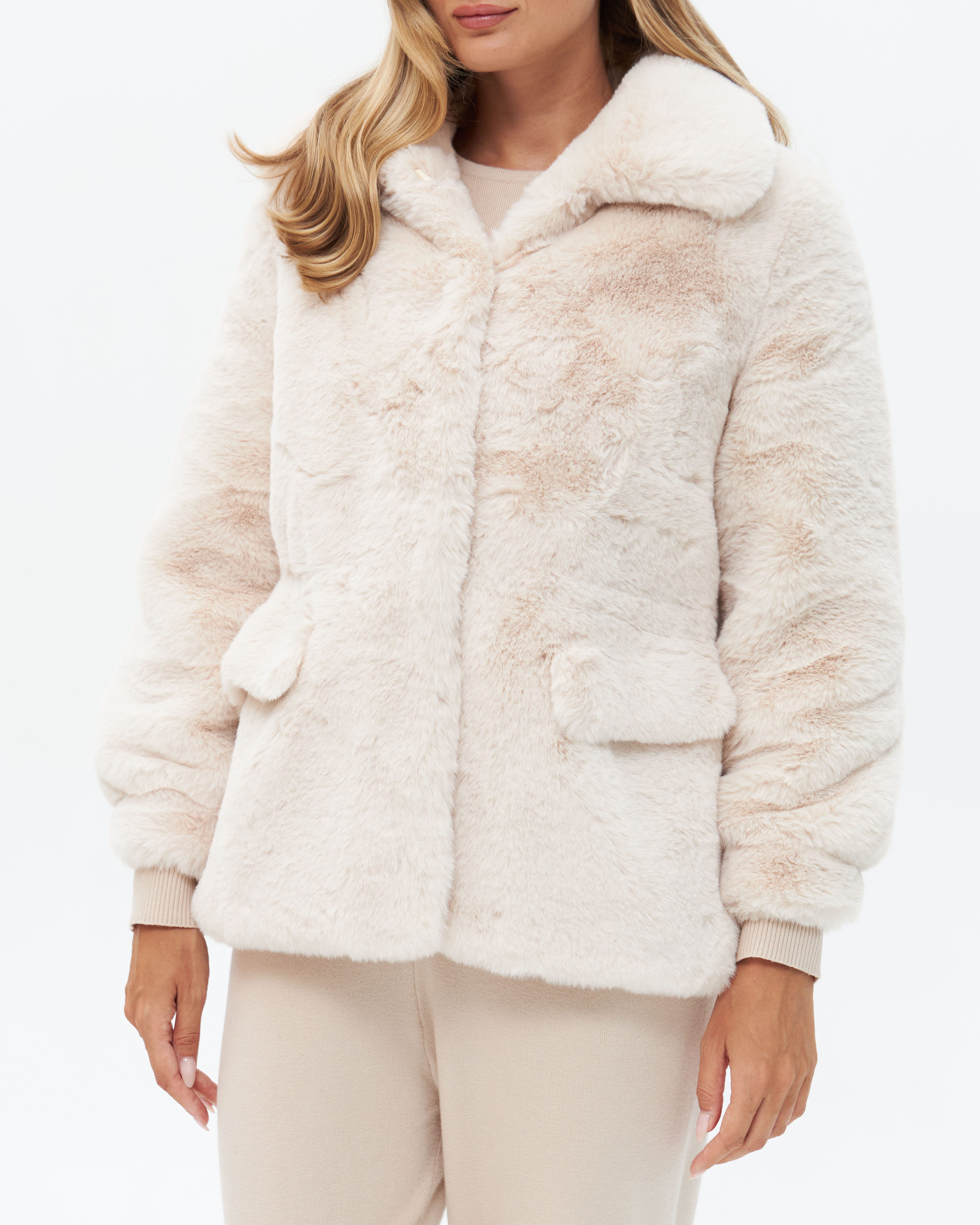 Passioni Fellimitatjacke Kunstfelljacke mit Kragen Teddyplüschjacke – Bild 4 von 5