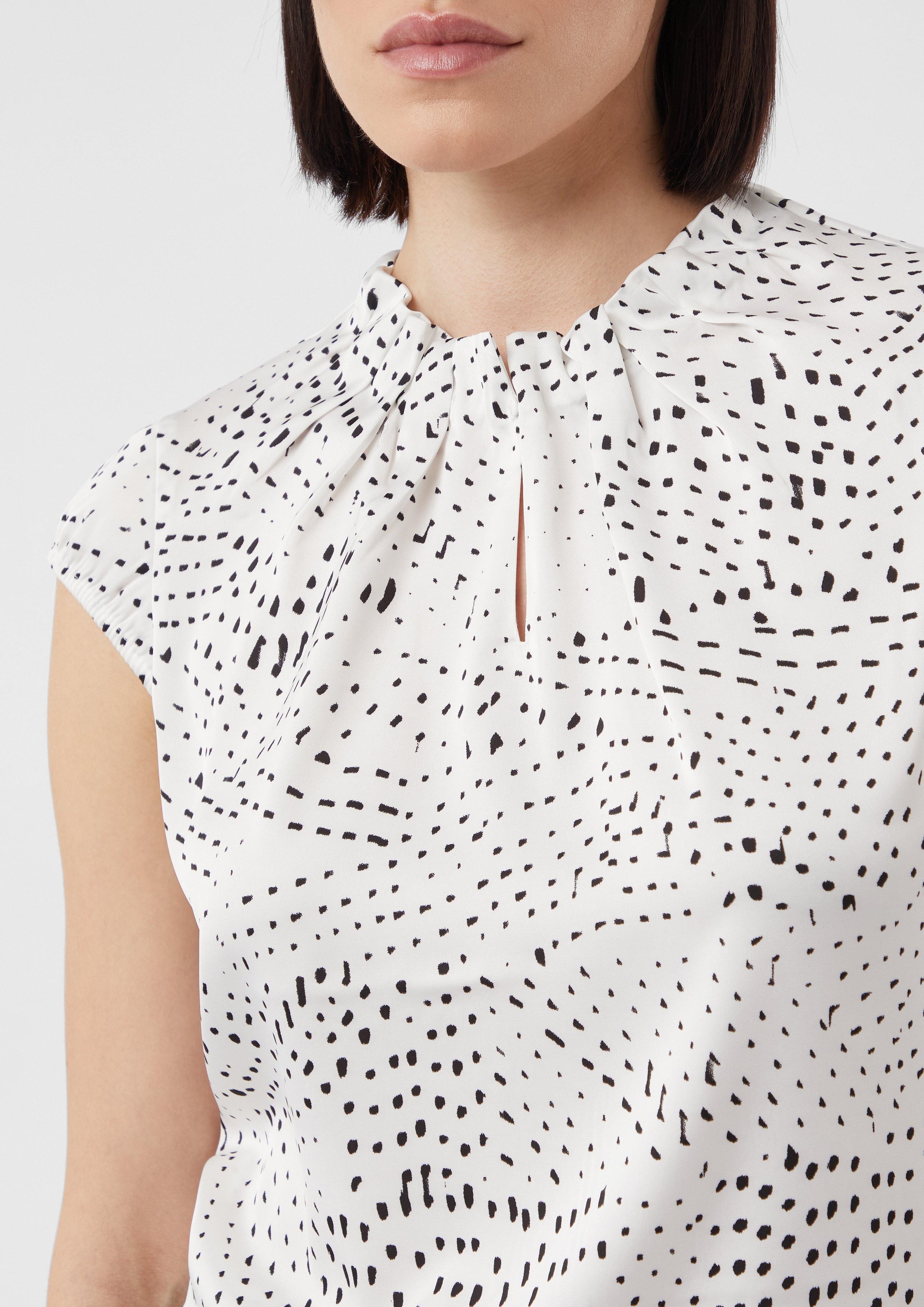 Comma Kurzarmbluse Gemusterte Satin-Bluse mit Raffung günstig online kaufen