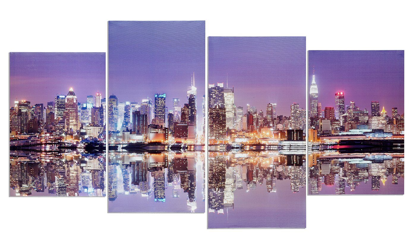 Levandeo® Leinwandbild, Wandbild 4 teilig Manhattan Skyline New York USA Am günstig online kaufen
