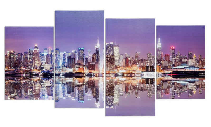 Levandeo® Leinwandbild, Wandbild 4 teilig Manhattan Skyline New York USA Amerika Bild