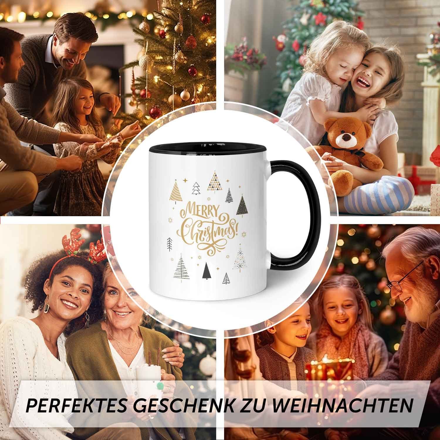 Weihnachtsmotiv Frauen Spülmaschinenfest - & zu GRAVURZEILE Männer Tasse - mit Weihnachten, für Weiß Geschenke Weihnachtsbäume Schwarz - und