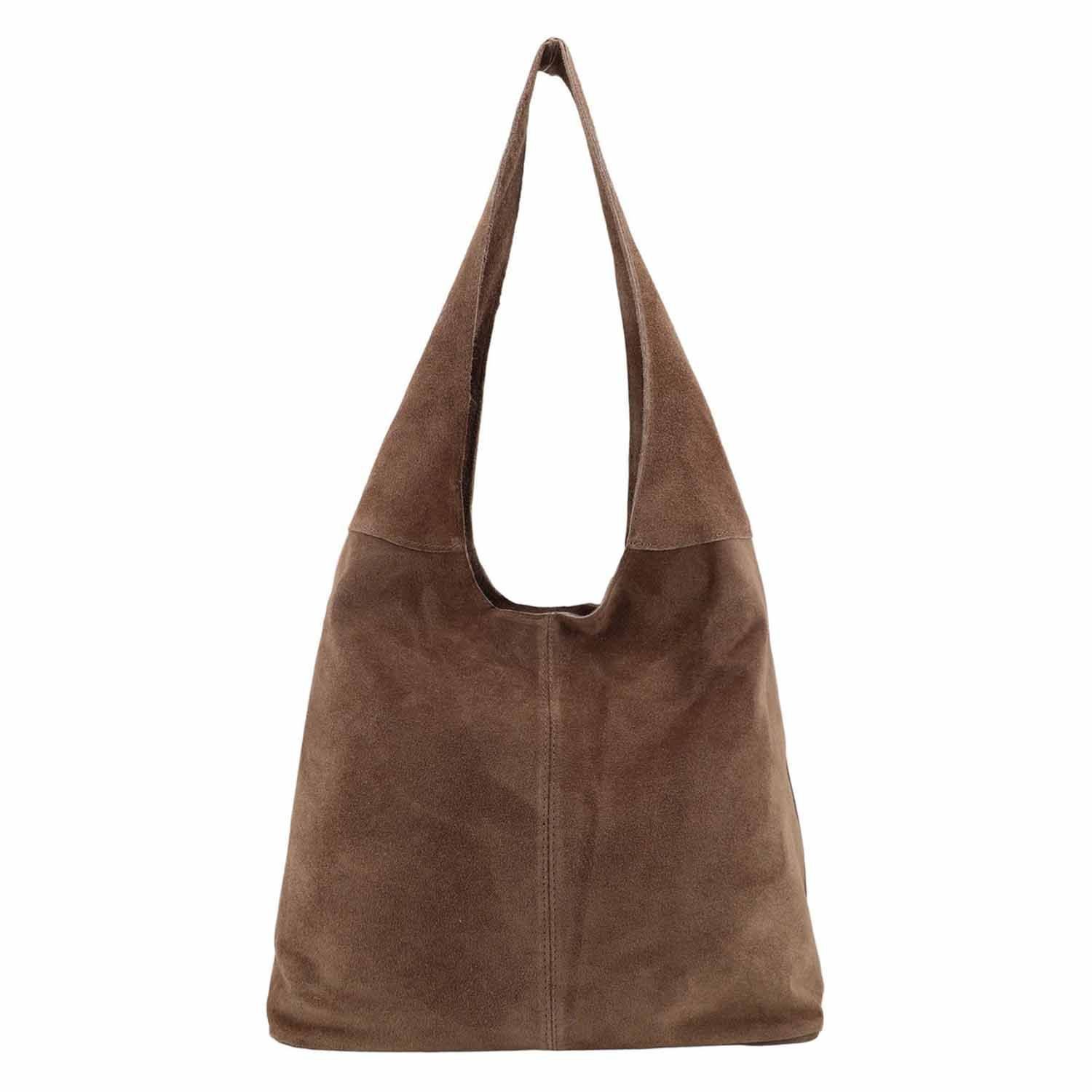 ITALYSHOP24 Shopper Made in Italy XL Damen echtes Leder Tasche Hobo Bag Schultertasche, Wildleder Umhängetasche Workbag Businesstasche Beuteltasche City Bag