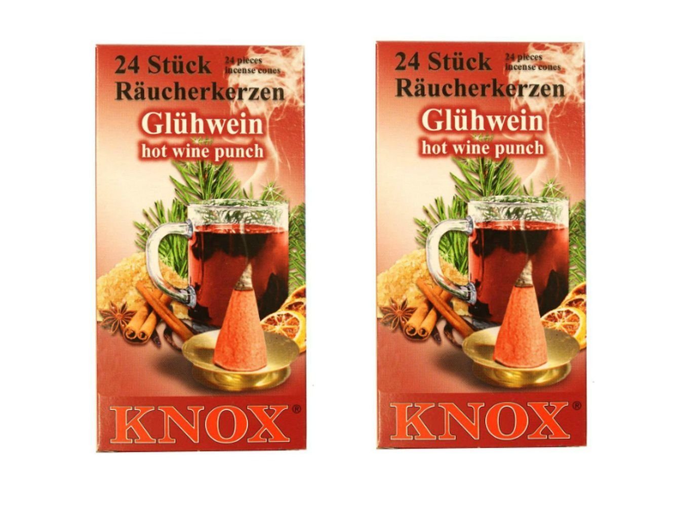 Packung 2 KNOX - 24er Päckchen Glühwein Räuchermännchen Räucherkerzen-
