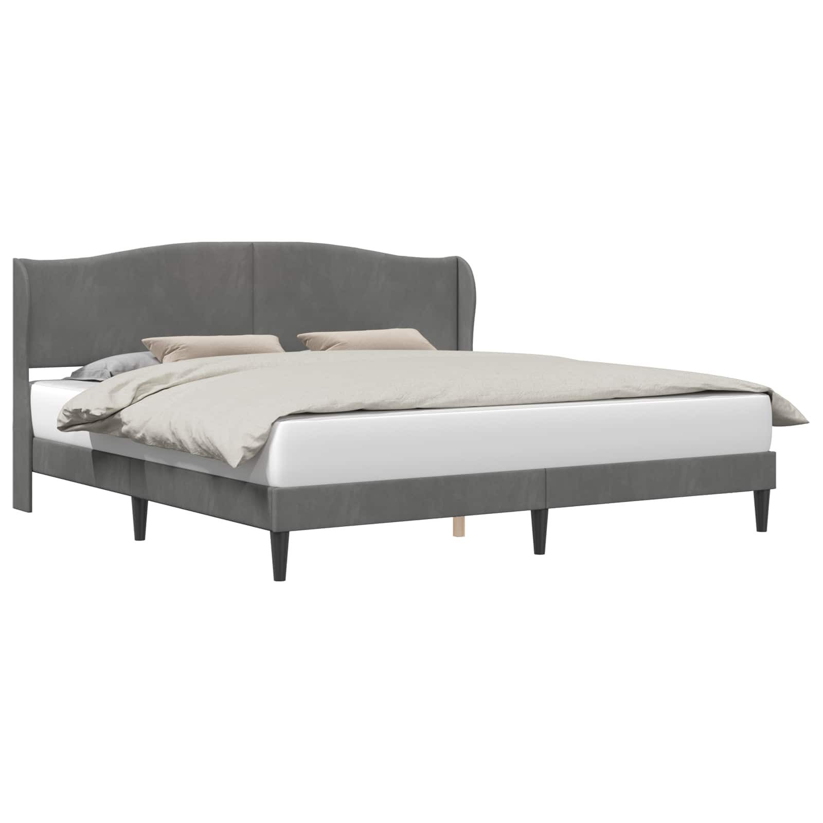 vidaXL Bett Bettrahmen mit Kopfteil Dunkelgrau 180 x 200 cm Samt (1-tlg)