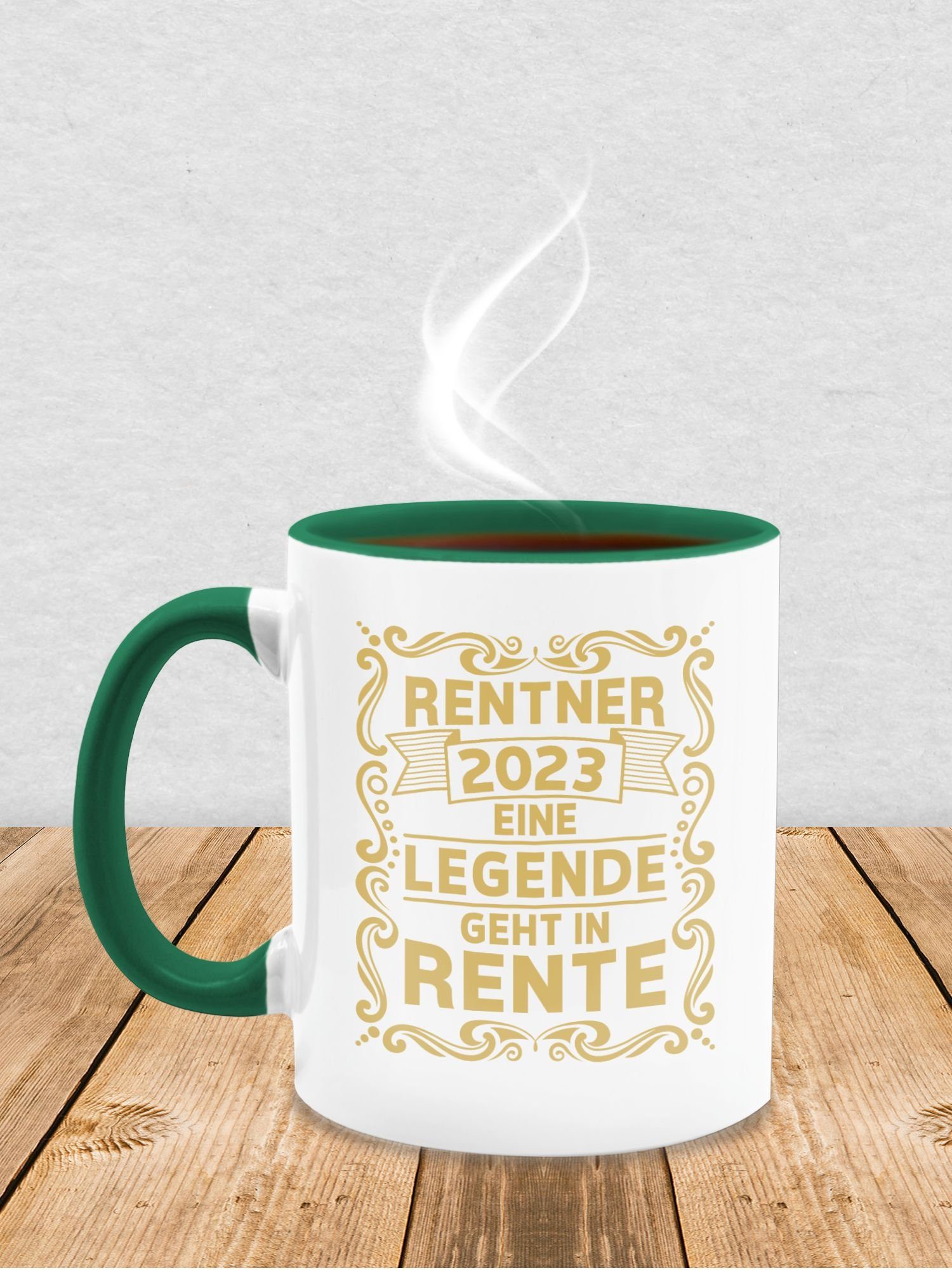 Shirtracer Tasse geht 2023 3 Rentner Rente, in Kaffeetasse Legende Petrolgrün Geschenk Eine Rente Keramik