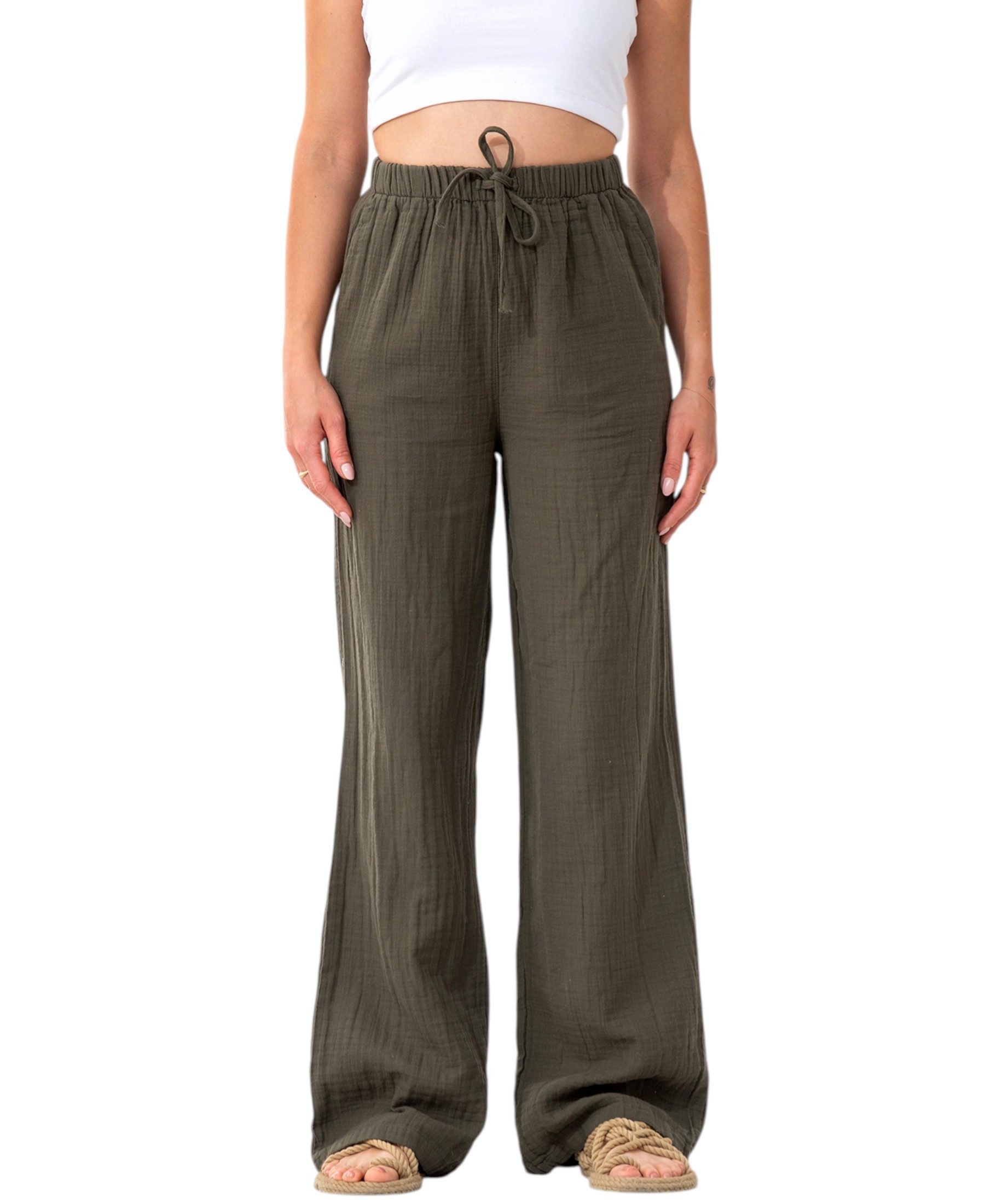 WENOR Palazzohose Musselin Damen Sommerhose 100 % günstig online kaufen
