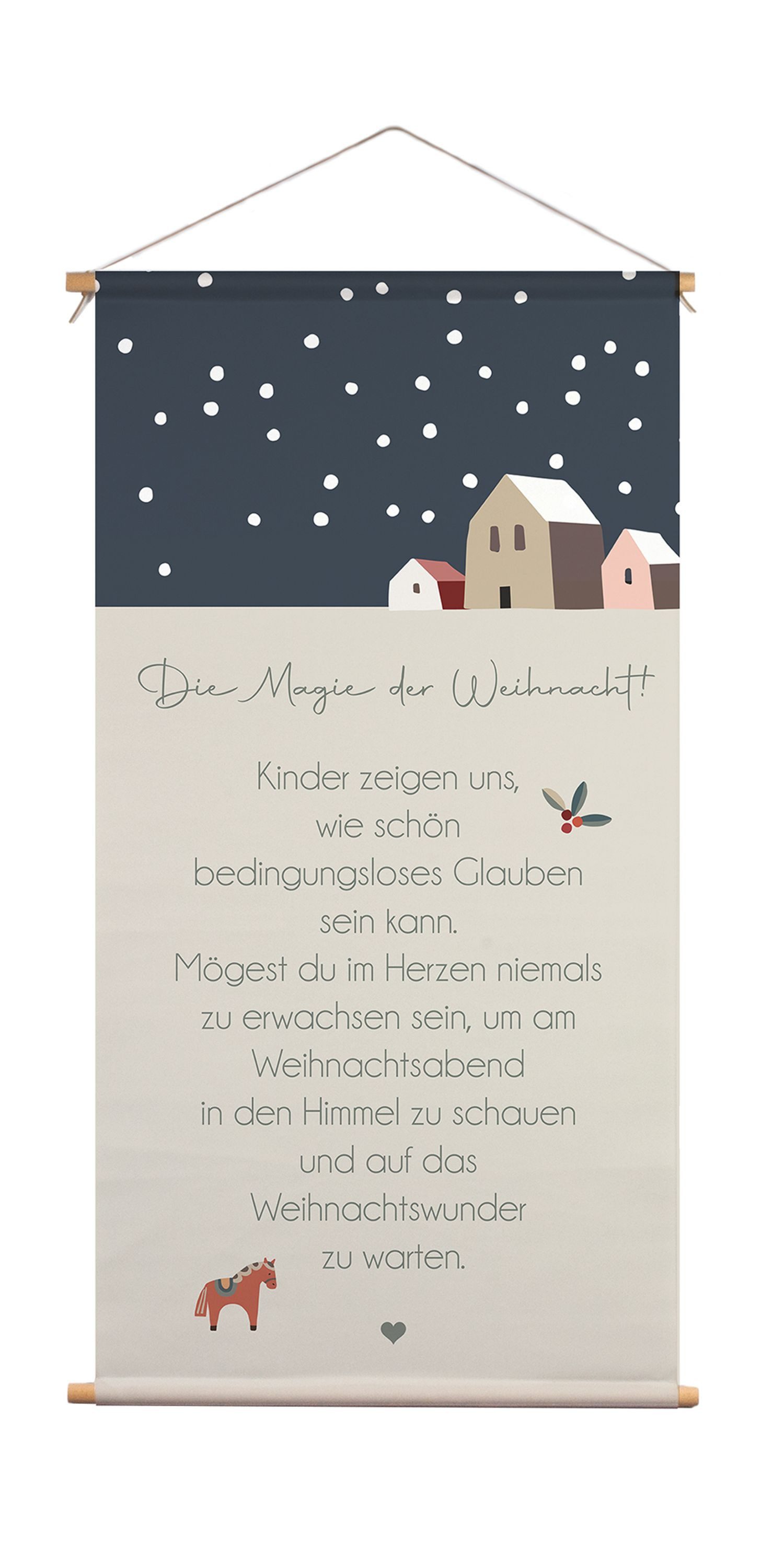 artissimo Poster Stoff-Poster 60x120 cm XXL Weihnachtsdeko - Wanddeko für Weihnachten, Großes Weihnachtsbild: Bild mit Weihnachtsspruch - skandinavisch