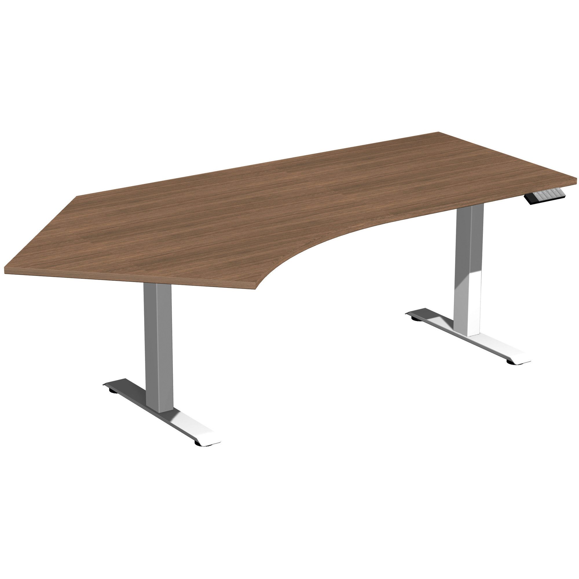 geramöbel Schreibtisch Tisch Elevate Basic 135 violett 2166x1130x730-1230mm weiß/nußbaum
