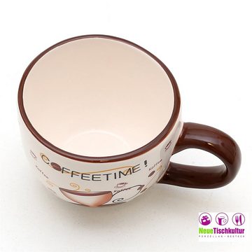 Neuetischkultur Tasse Kaffeetasse Coffeetime, XXL-Untertasse Dolomite, Keramik