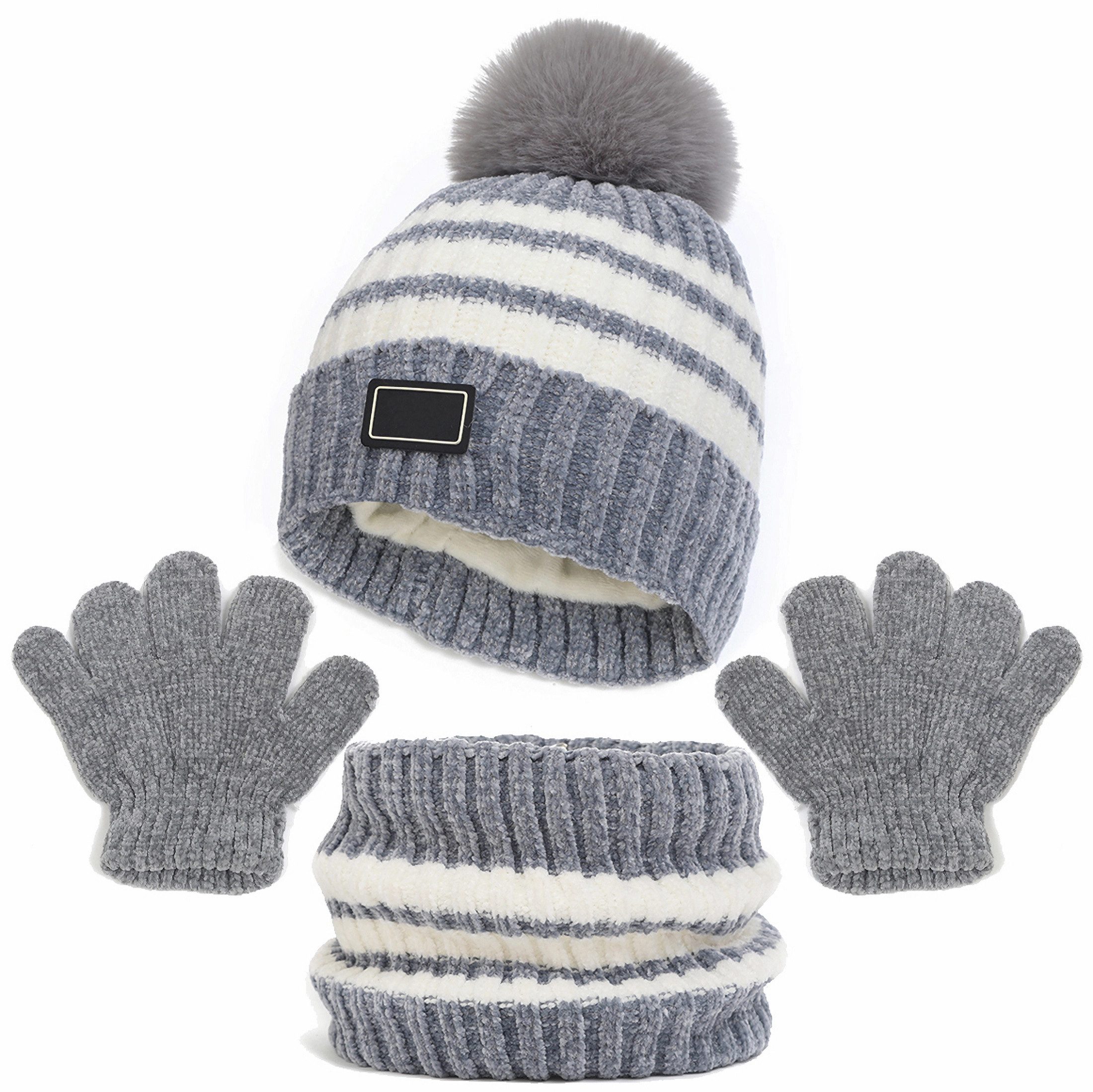 Mütze & Schal Filzhut Kinder Unisex Schal Mütze Handschuhe Set