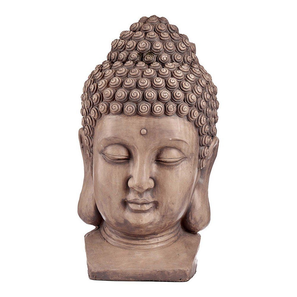 Ibergarden Dekofigur Dekorative Figur für den Garten Buddha Kopf Grau Polyesterharz 35 x 65