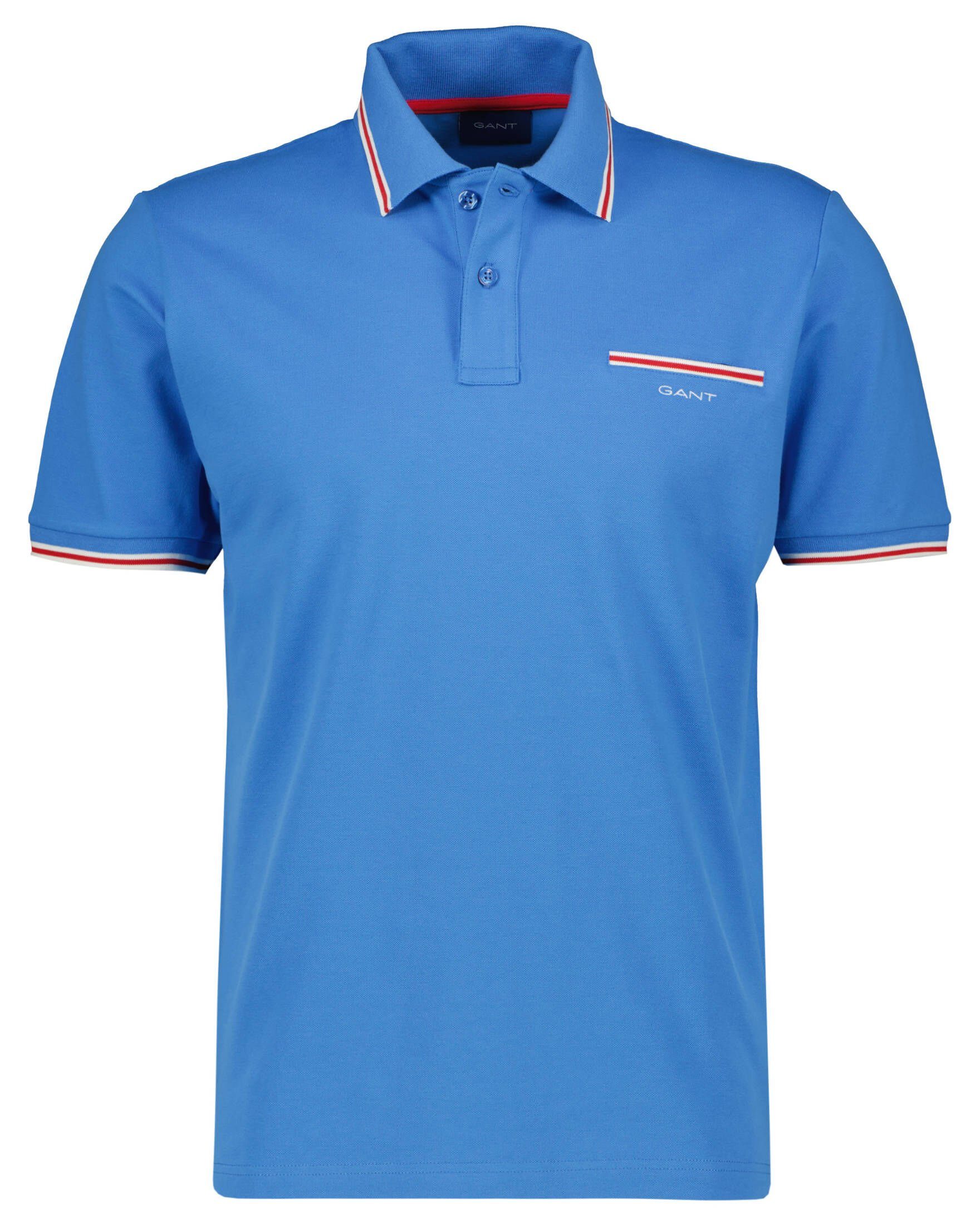 Gant Poloshirt Herren Poloshirt 3-COL TIPPING SOLID S/S PIQUE (1-tlg) blau (51)