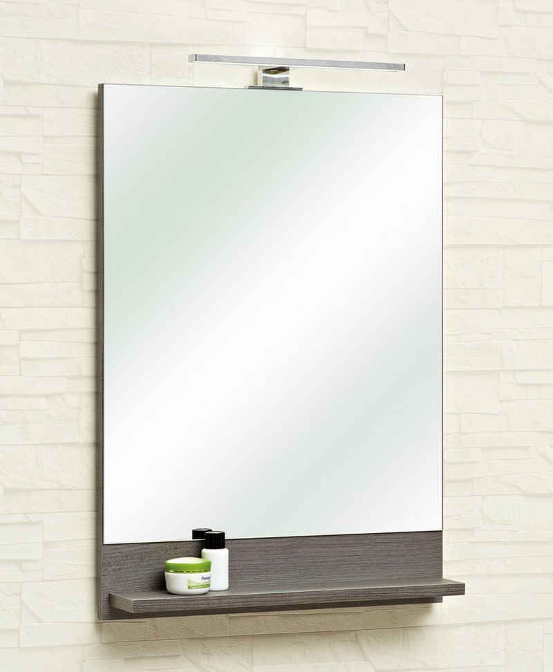 Saphir Badspiegel Quickset Bad Flächenspiegel mit Ablage, 50 cm breit, ohne Beleuchtung, moderner Wandspiegel für Badezimmer, rechteckig, 70 cm hoch