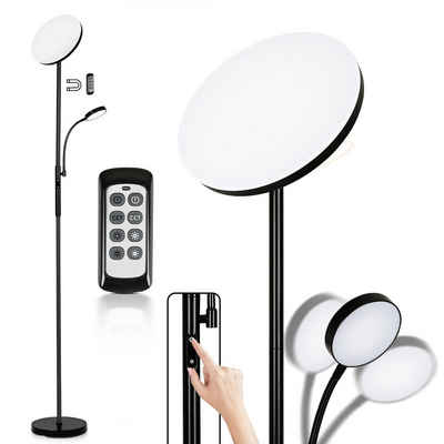 Clanmacy LED Stehlampe LED Stehleuchte Stehlampe Leselampe Rund Dimmbar Deckenfluter Büro Schlafzimmer