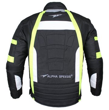 Alpha Speeds Motorradjacke Herren Motorrad Biker Textil Jacke Wasserdicht Jacke mit Protektoren (Belüftungssysteme) Innenjacke ist trennbar: All Season, SLIM Fluoreszent Grün
