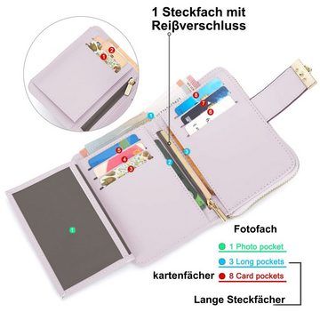 TAN.TOMI Geldbörse Geldbörse Damen, Portemonnaie Damen klein im Kurzformat, mit Reißverschluss und ID-Fenster