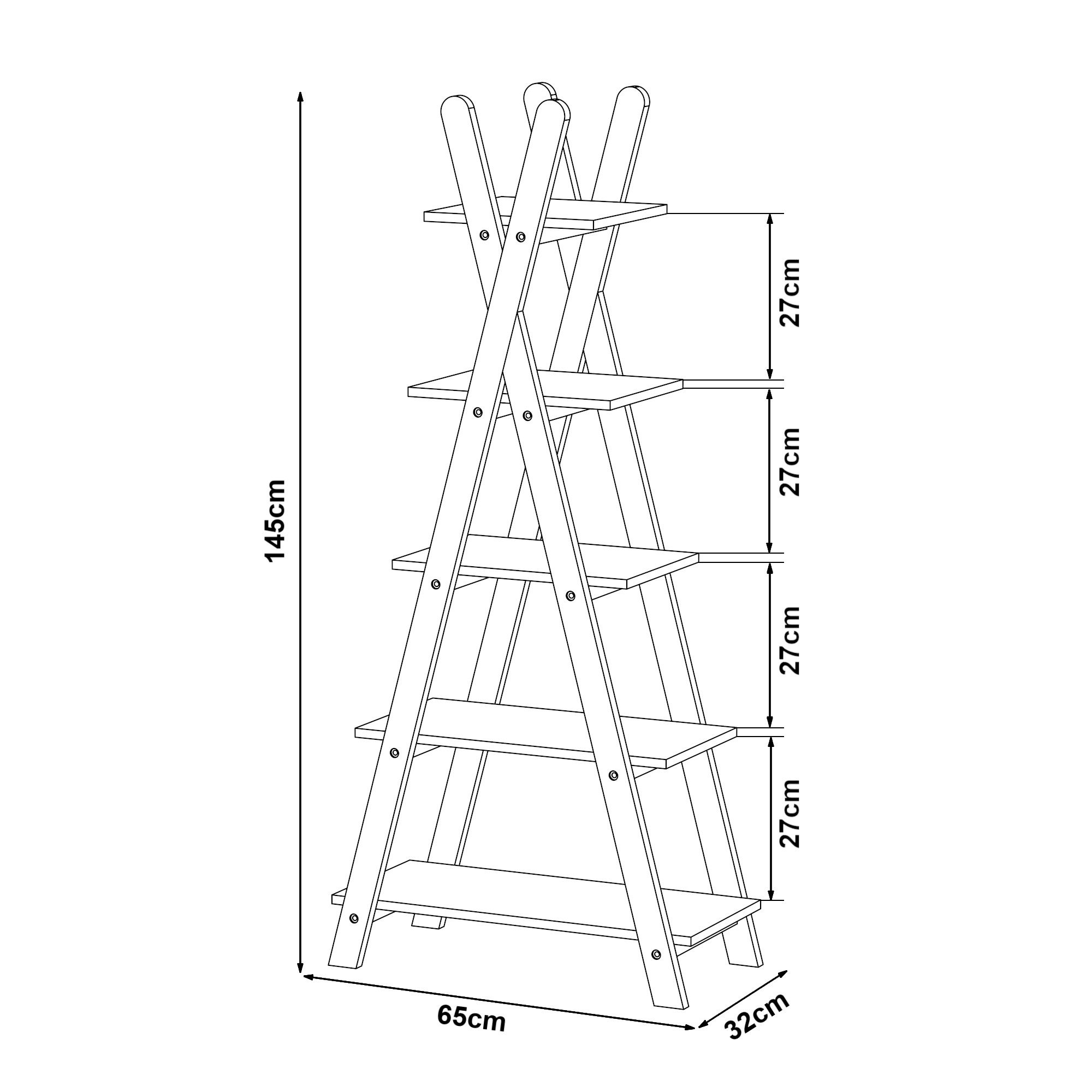 en.casa Kinderregal, »Vanlilu« Kiefernholz 145 x 65 x 32 cm Natur / Weiß