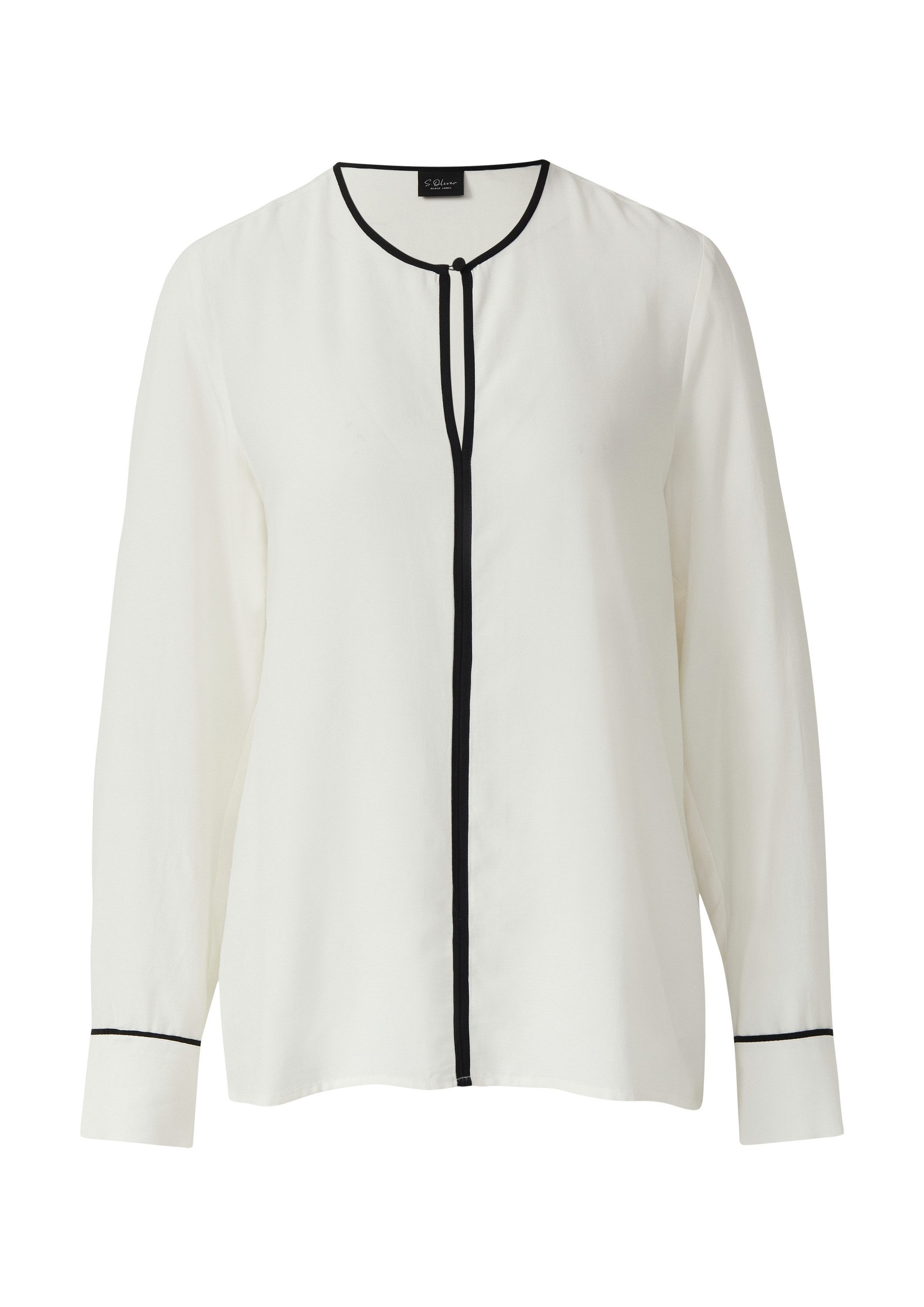 s.Oliver Langarmbluse Bluse Fließende Viskose-Bluse mit Kontrast-Details günstig online kaufen