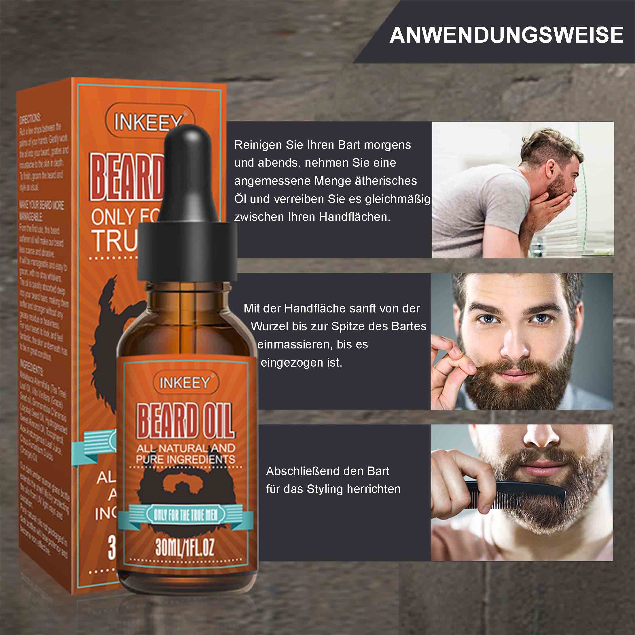 KINSI Bartöl 2 Stück Bartpflege-Öl, nährt & stärkt Bartwuchs, Pflege für den Bart, Bartpflege, bartweichmachend, hautberuhigend, schnell aufnehmend