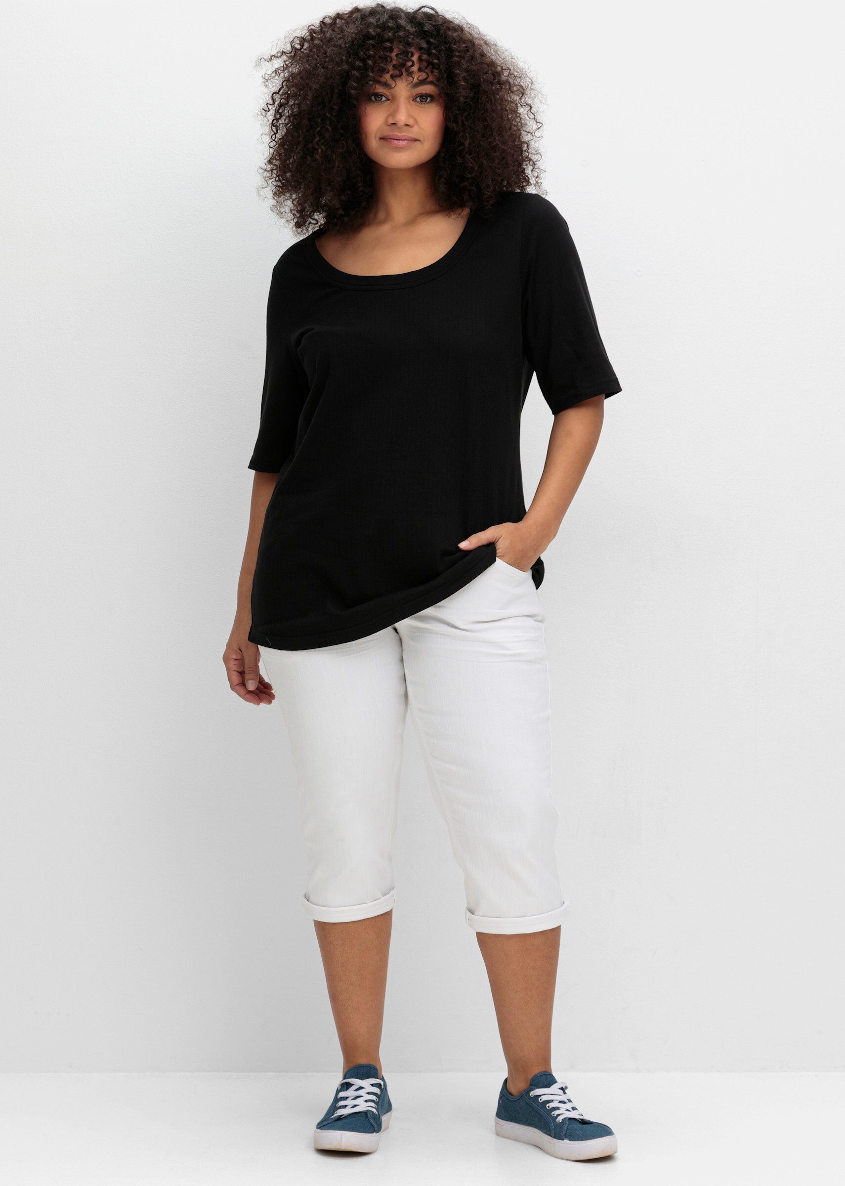 Sheego T-Shirt Rippshirt günstig online kaufen