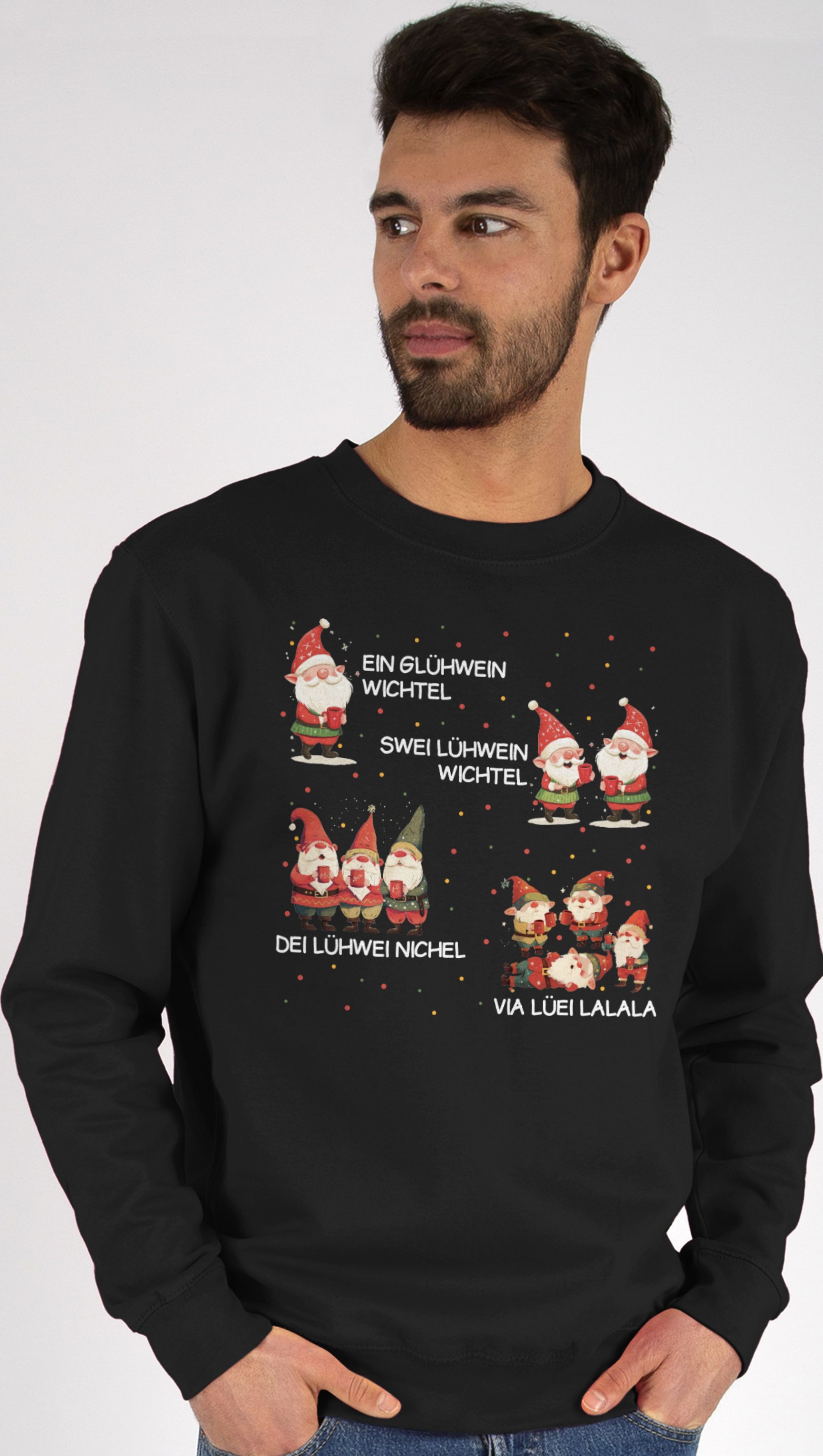Shirtracer Sweatshirt Ein Glühwein Swei Glühwein, Wichtel, Ein Glühwein Zwei Glühwein, We (1-tlg) Weihnachten