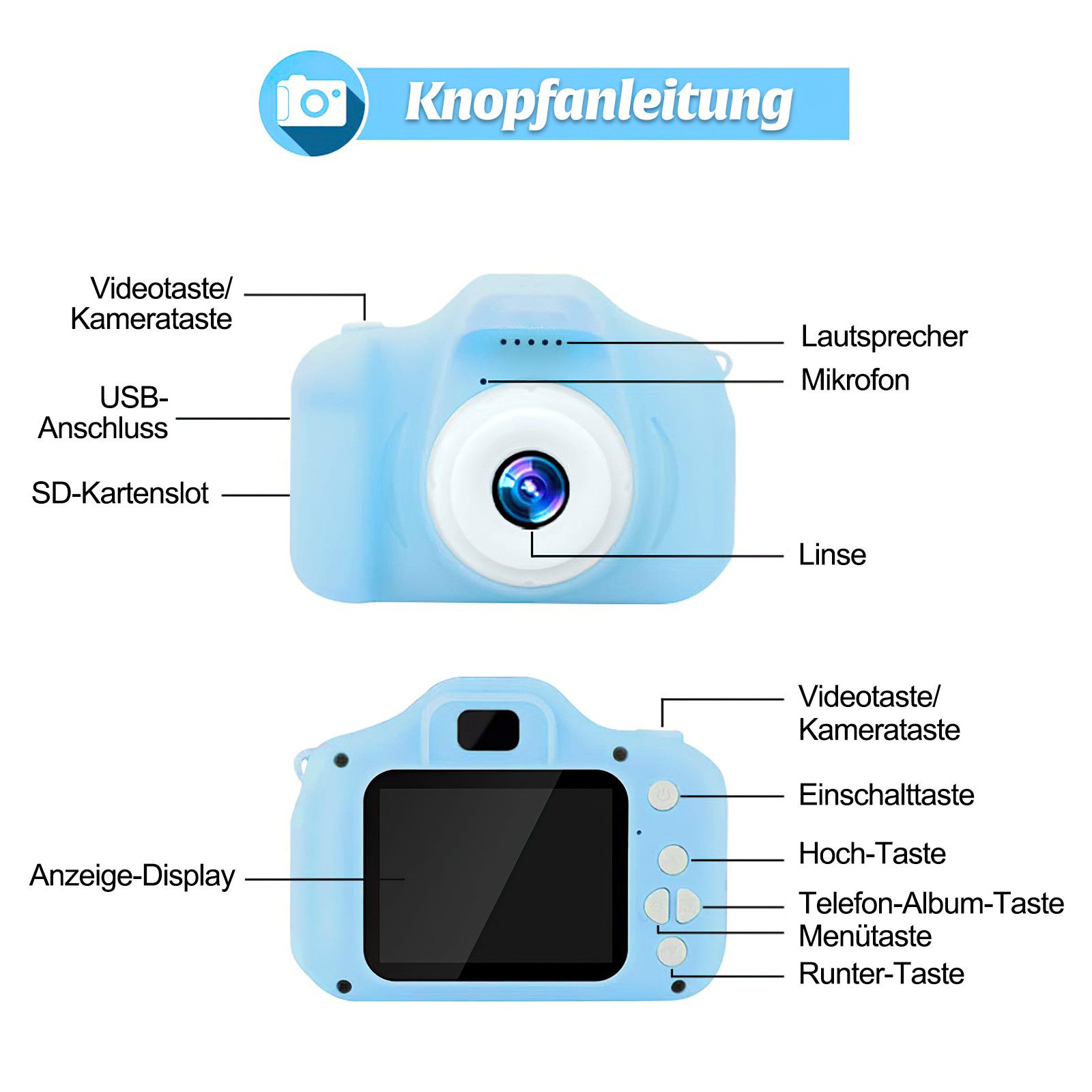 MOPUEA HD-Digitalvideokameras Spielzeug-Kameras 1080P Videospielzeugkamera günstig online kaufen