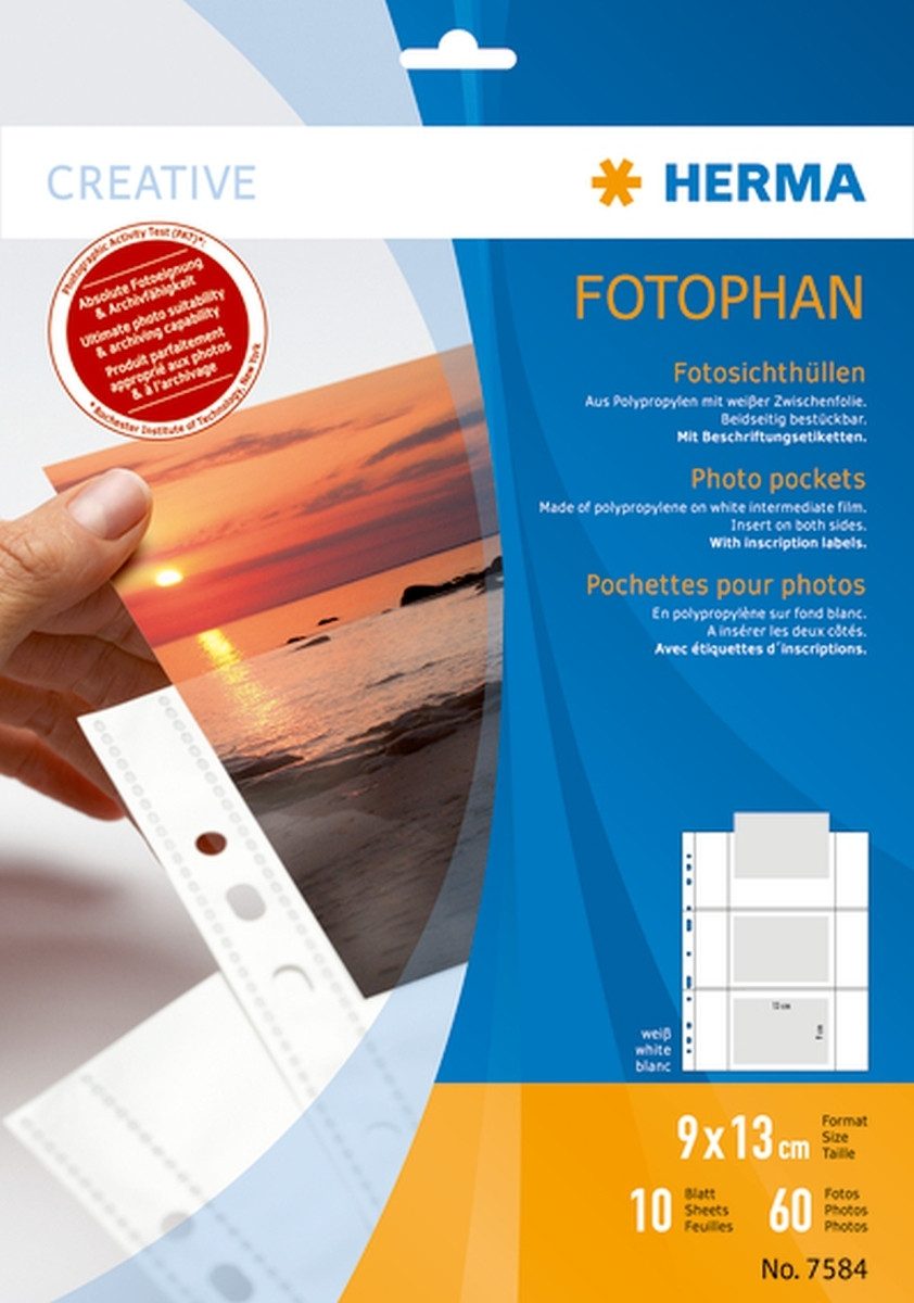 HERMA Prospekthülle Fotophan-Sichthüllen 9x13cm quer weiß VE=10 Hüllen
