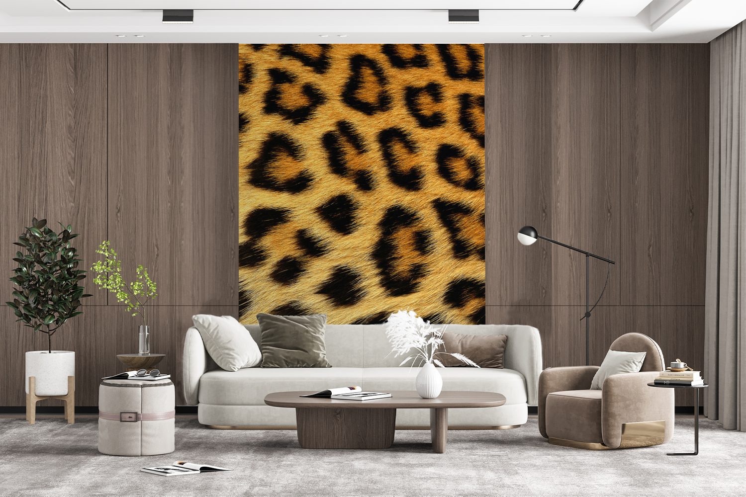 - - Fototapete Wandtapete MuchoWow (3 Vinyl Tapete für Wohnzimmer, Panther Mantel Tiere, bedruckt, Montagefertig Matt, St),