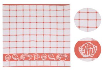 Geschirrtuch 3 Stück Küchenhandtücher Küchentücher frottee Set Geschirrtuch Gläsertuch Guten Appetit I. Größe: 50 x 50 cm 100% Baumwolle Farbe: rot, (3-tlg)
