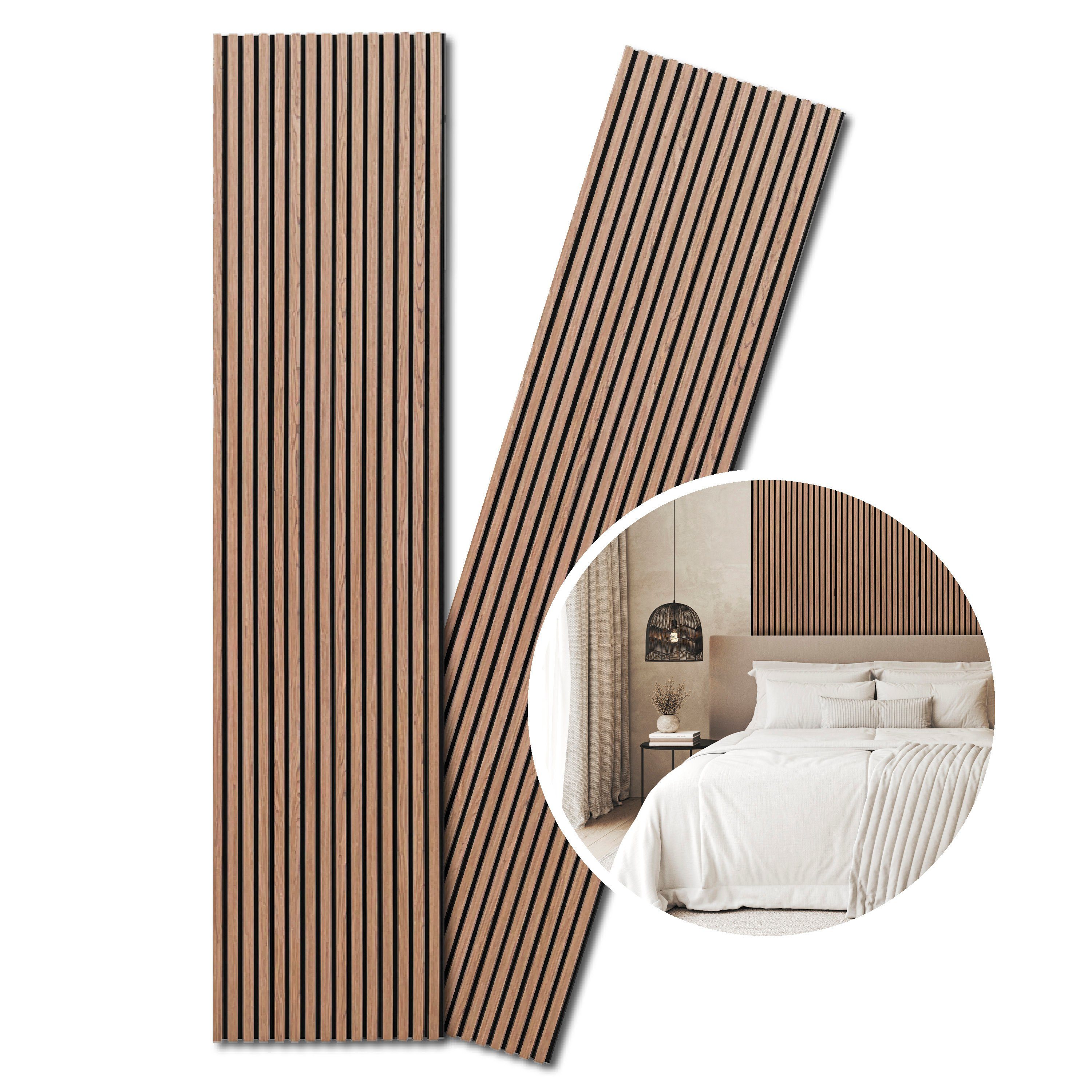 Kaiser plastic Wandpaneel Holz Akustikpaneele - Wandverkleidung, Lamellenwand, (1-tlg) in verschiedenen Größen, 3D Wandverkleidung, Schalldämmung