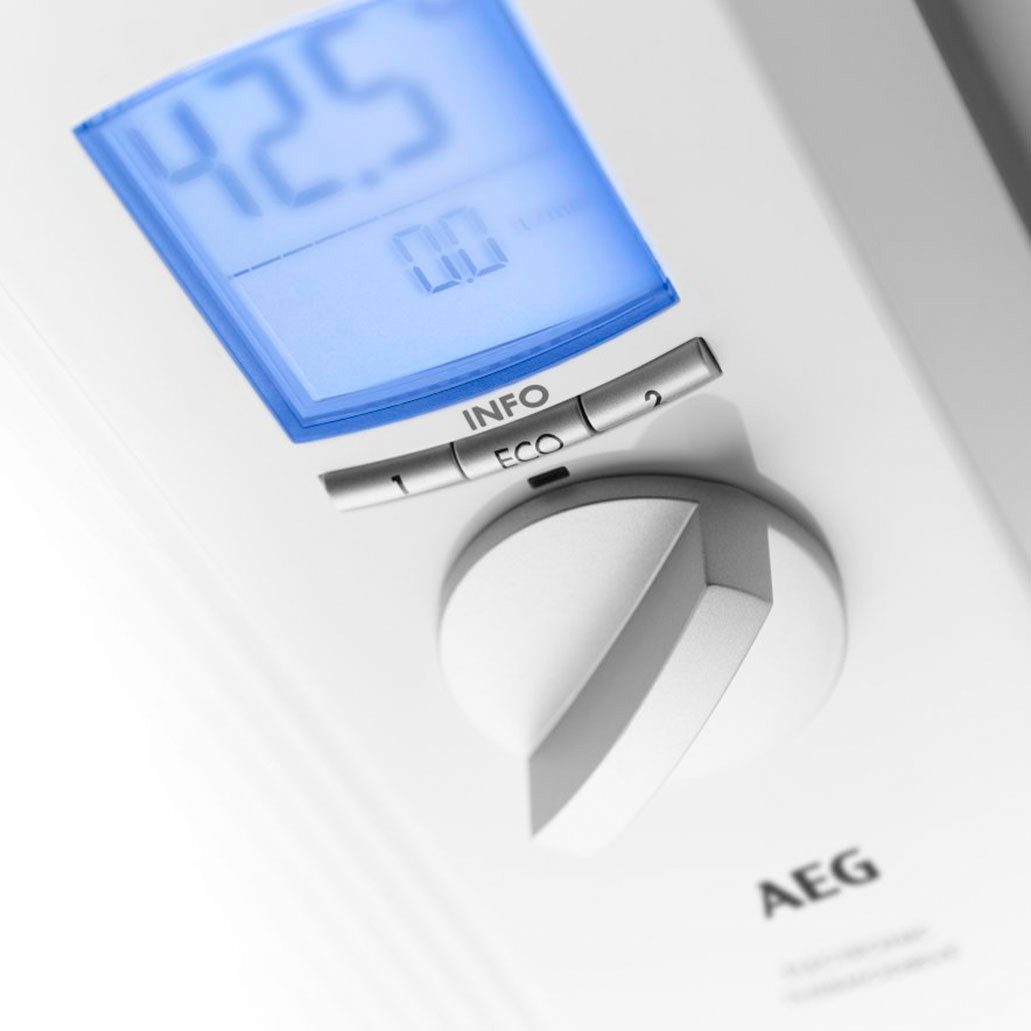 AEG Haustechnik Komfort-Durchlauferhitzer DDLE, elektronisch, min. 35 °C, 18/21/24 kW umschaltbar, vollelektronisch, ECO-Funktion, Regendusche
