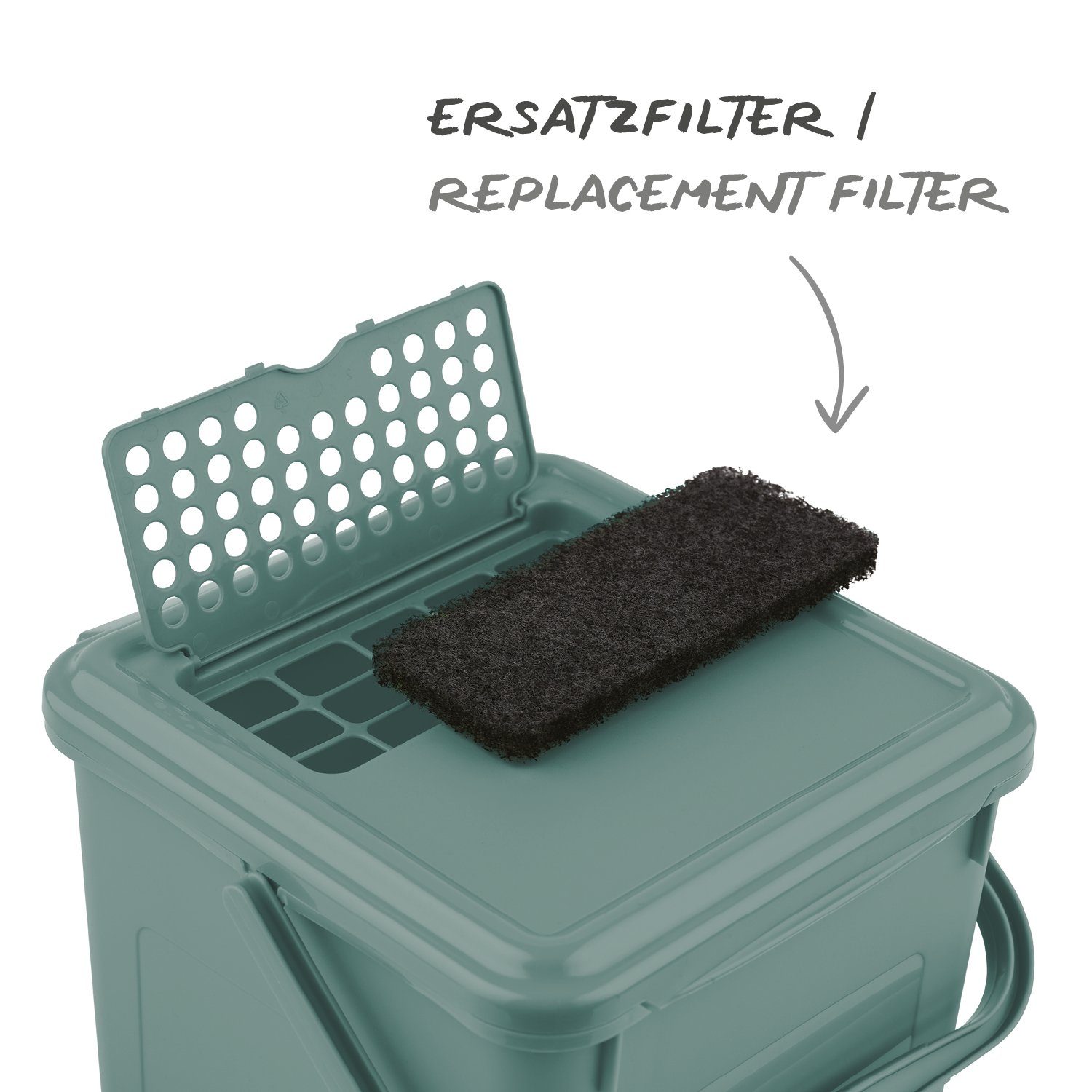 ROTHO Mülleimer, Bio Komposteimer 9l mit Aktivkohlefilter