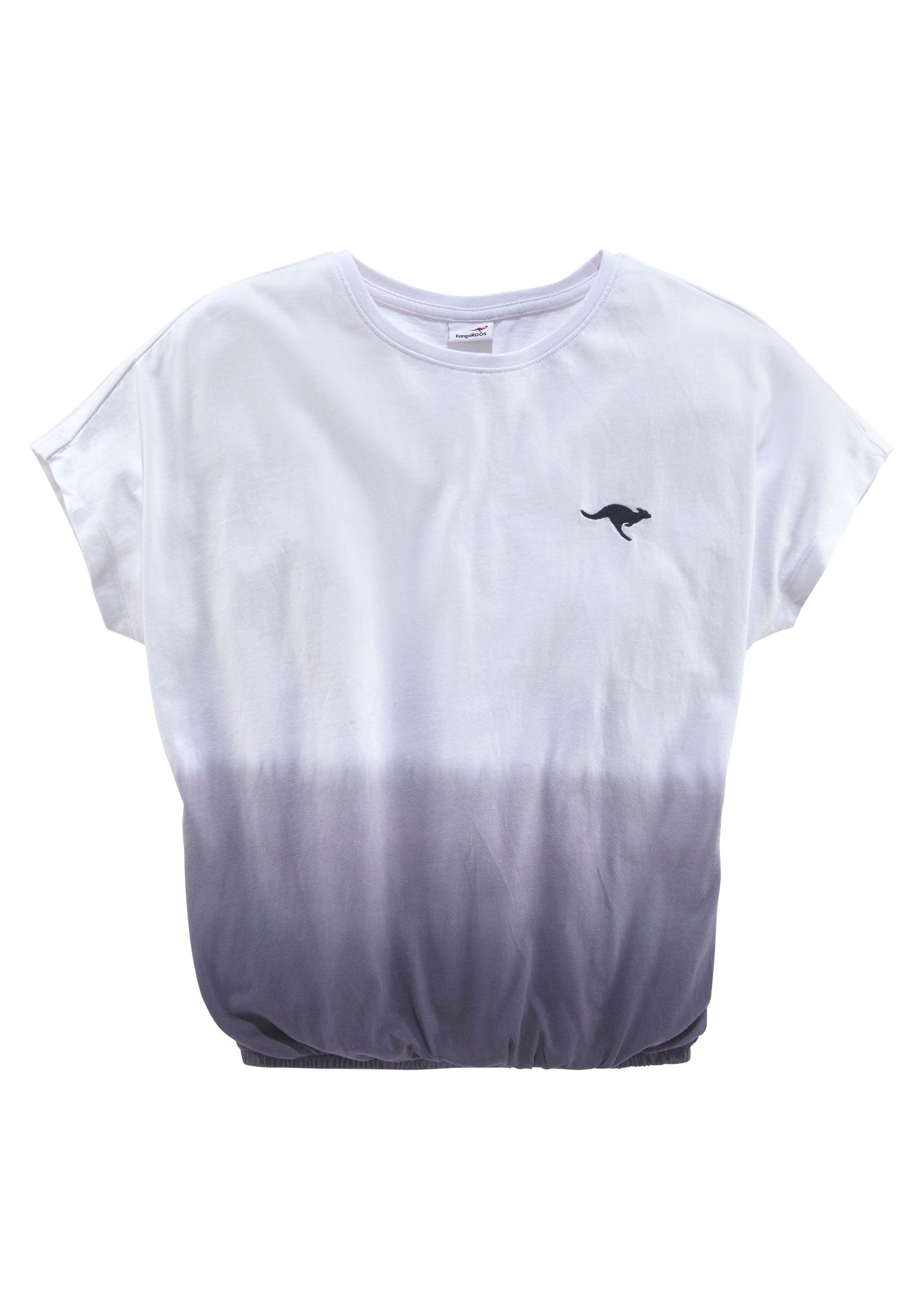 KangaROOS T-Shirt mit Farbverlauf und Logodruck Kurzarm, weite Fledermausärmel, modisches Batikmuster. Reduzierter Preis € 18,99. Unverbindliche Preisempfehlung € 22,99, (€ 18,99 pro 1 Stk)