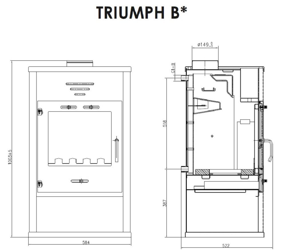 Kaminofen Triumph B, Victoria wasserführender 15,00 kW 05 Kamin,