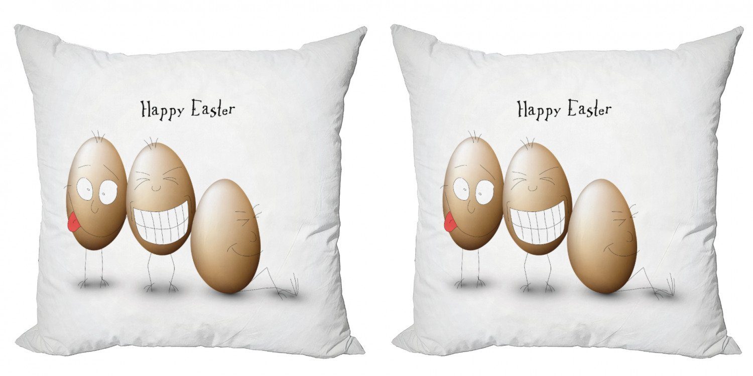 Digitaldruck, Kissenbezüge Accent Stück), Doodle Doppelseitiger Abakuhaus Lustige Eier Ostern Stil (2 Modern