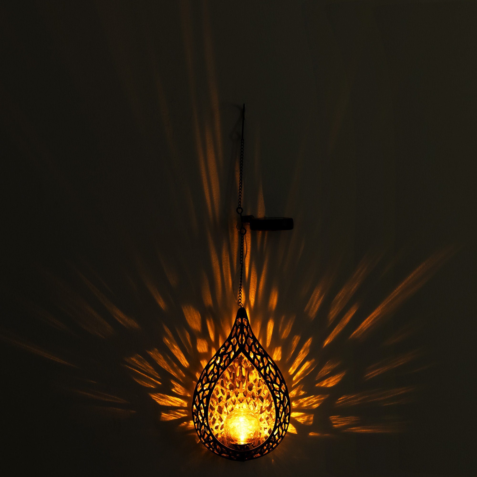 Solar Navaris Gartenfackel - 1x - LED Tropfen-Design Hängelampe orientalisch LED Solarlampe