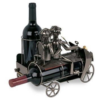 BRUBAKER Weinflaschenhalter Paar auf Motorrad mit Beiwagen, (inklusive Grußkarte), Metall Skulptur, Wein Geschenk Flaschenhalter