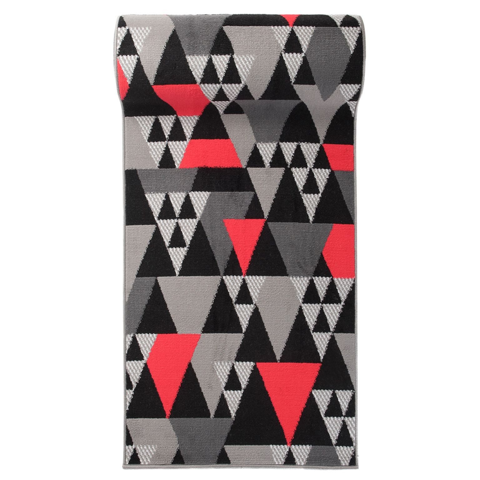 Mazovia Läufer Retro Geometrisch Rot Anthrazit Flur, Schlafzimmer, Diele, Fußbodenheizung