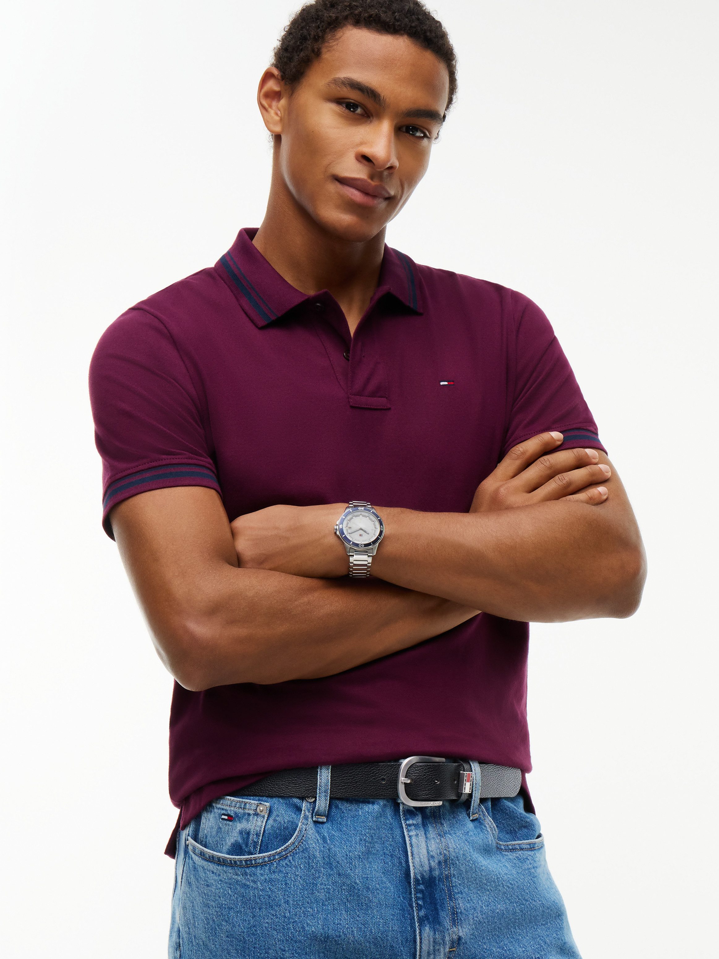 Tommy Jeans Ledergürtel TJM RYAN 3.5 Größenverstellbar mit genarbtem Finish