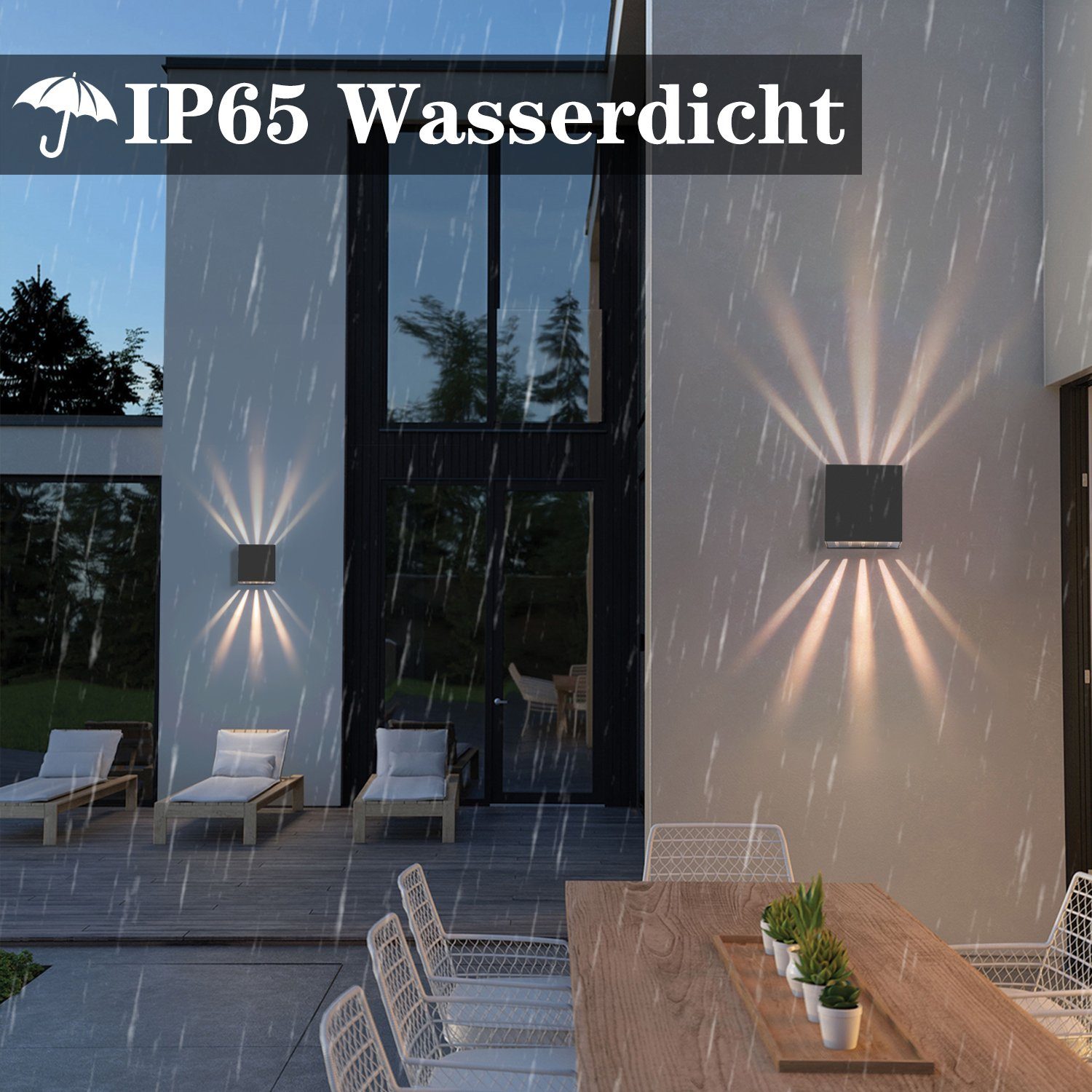 LED Wandleuchte Innen, fest außen 2 Wandleuchte LED Wandlampe integriert Stück LED B ZMH