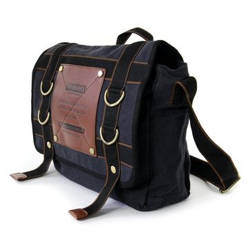 DrachenLeder Umhängetasche Manoro Herren Umhängetasche Messenger Bag (Umhängetasche), Umhängetasche, Messenger Bag Canvas, schwarz ca. 35cm x ca. 32cm