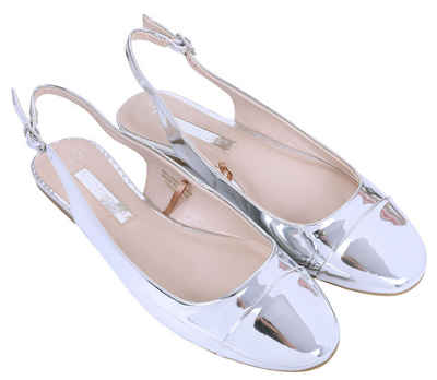 Sarcia.eu Silberfarbene, glänzende Ballerinas leicht weiche Inneneinlage 38 EU Ballerina