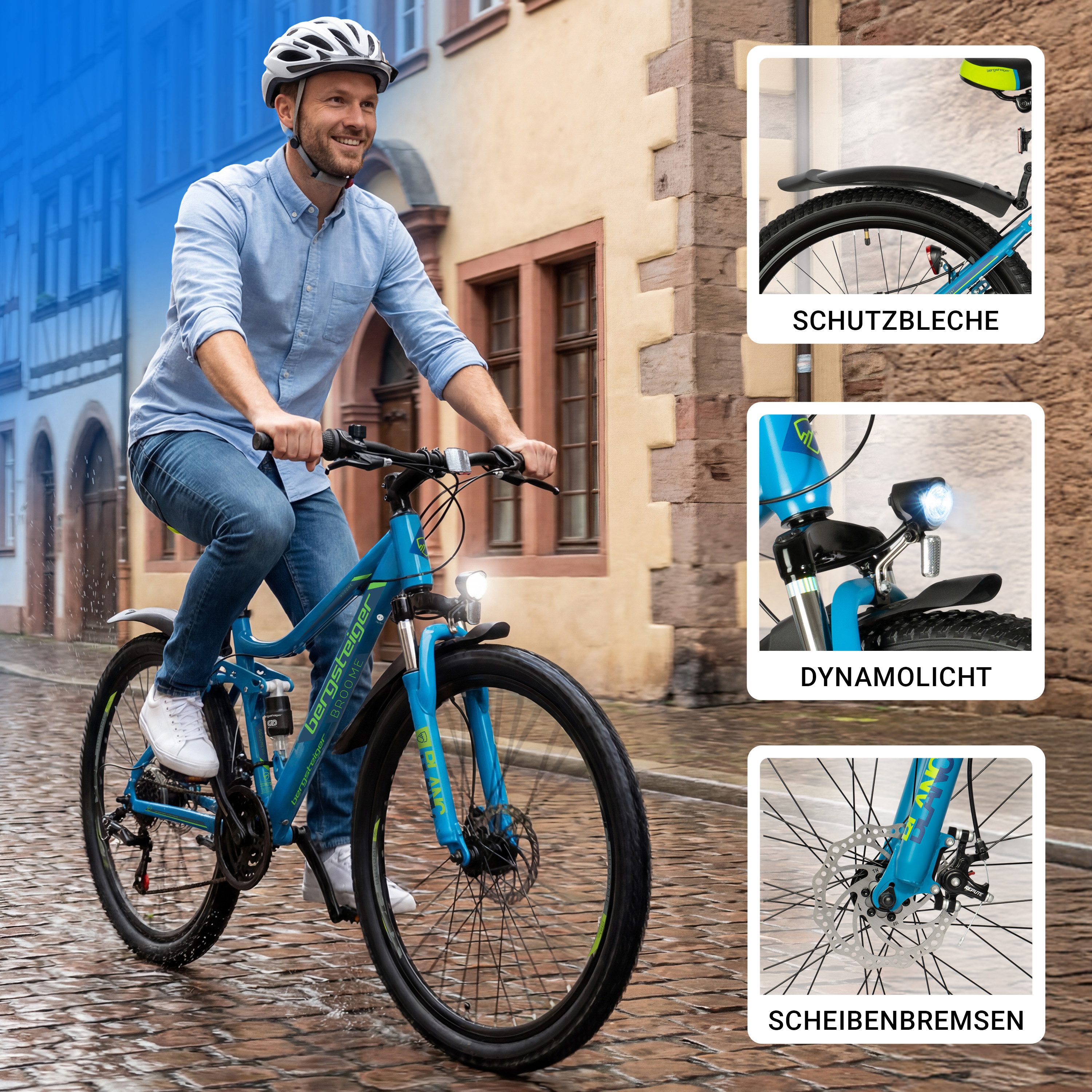 bergsteiger Kinderfahrrad Broome 24, 26 Zoll, Damen, Herren, Mountainbike, 21 Gang Shimano Shimano Tourney Schaltung Schaltwerk, Kettenschaltung, Scheibenbremsen