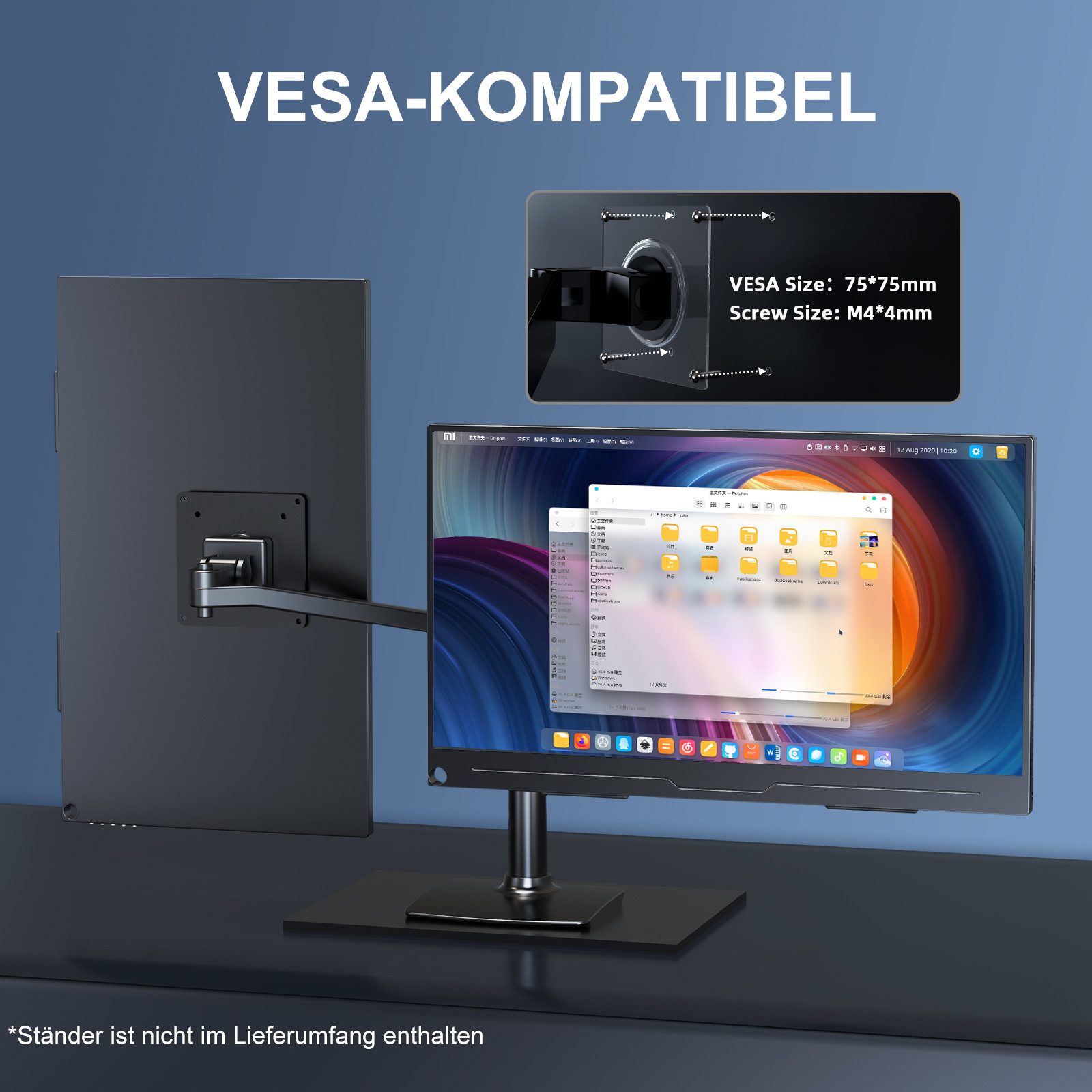 UPERFECT Upgrade des tragbaren 15,6-Zoll-VESA-Monitors mit 1080P-Display Portabler Monitor (39,62 cm/15.6 ", 1920x1080 px, Full HD, 25 ms Reaktionszeit, 60 Hz, IPS, Tragbarer Monitor, Gaming Monitor)