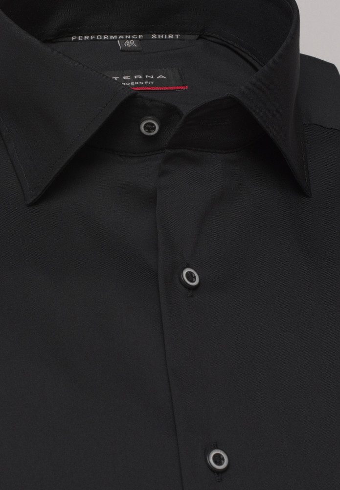 Eterna Businesshemd ETERNA COMFORT FIT Performance Shirt Langarm Hemd schwarz twill 3377-3